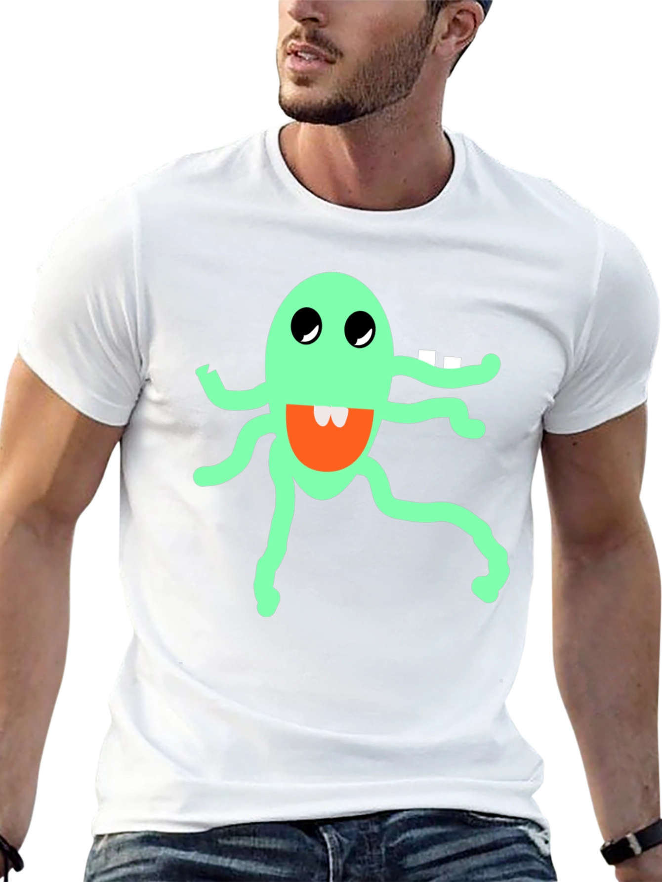 Funky Monster Graphic Tee - Black Cotton Blend