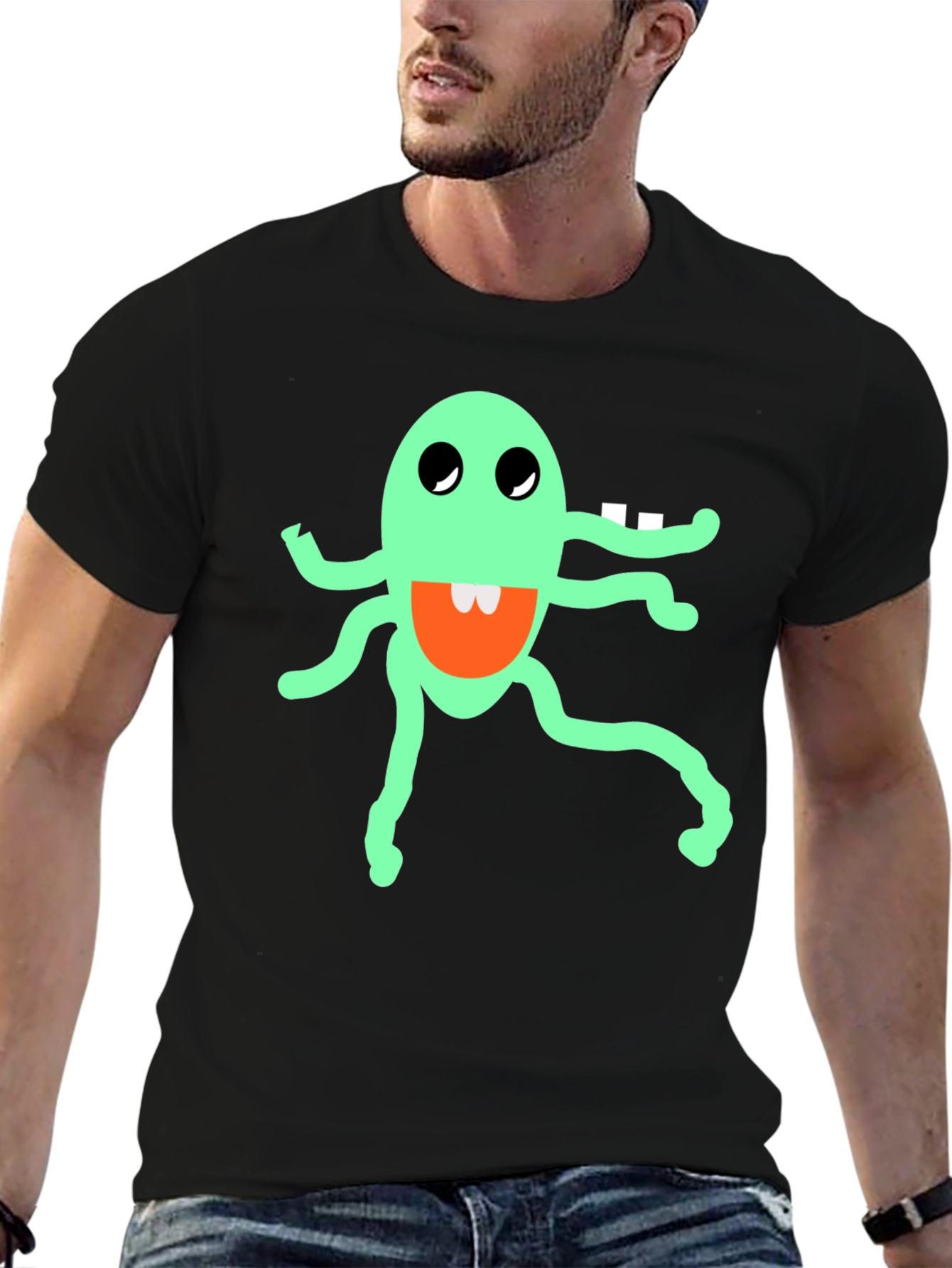Funky Monster Graphic Tee - Black Cotton Blend