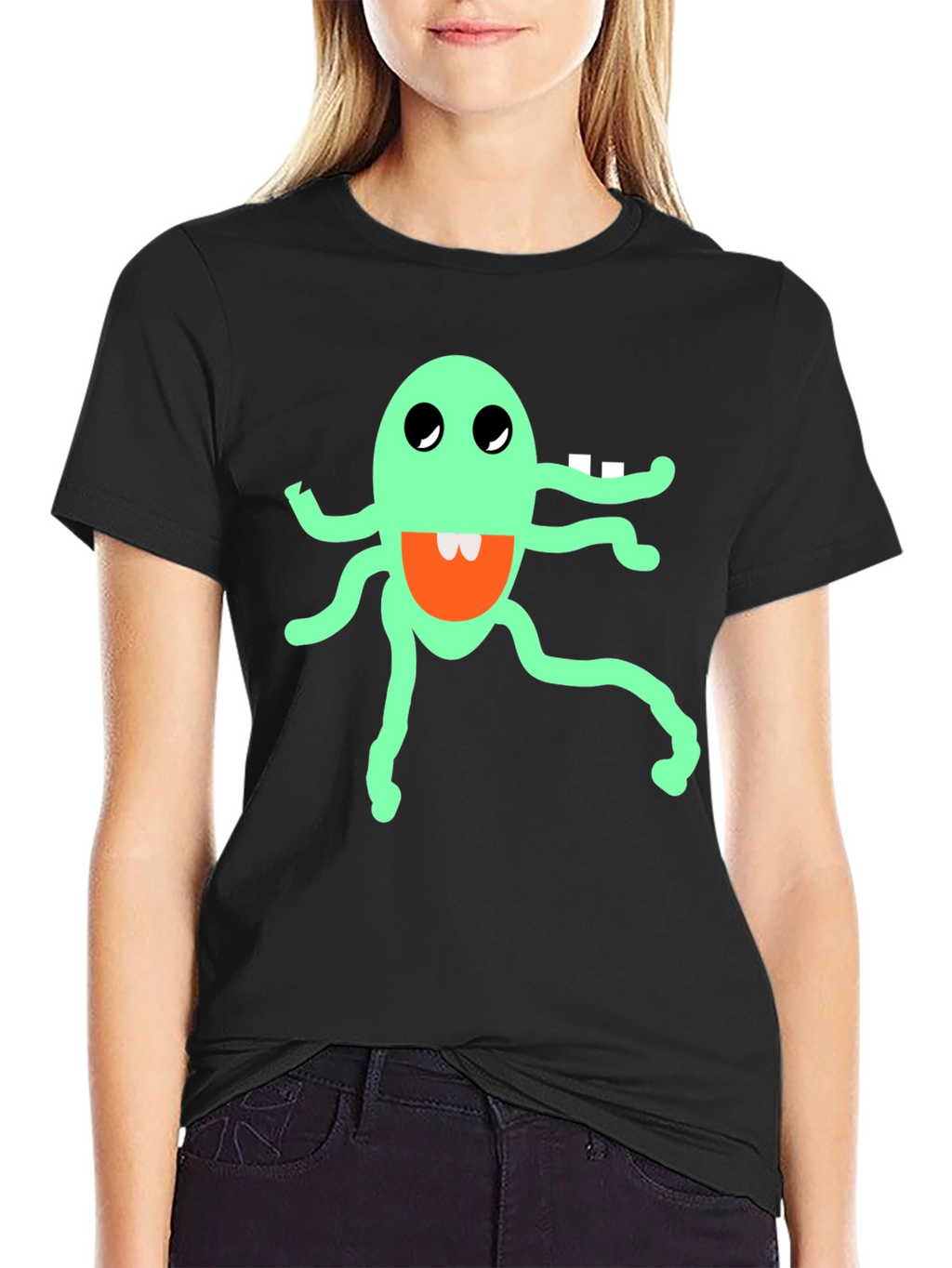 Funky Monster Graphic Tee - Black Cotton Blend