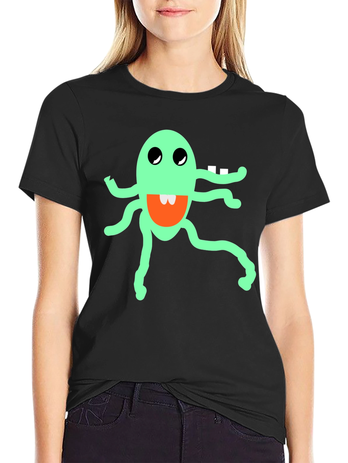 Funky Monster Graphic Tee - Black Cotton Blend