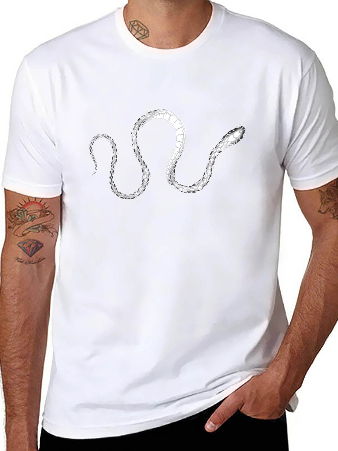 Snake Graphic Tee - Stylish Mens Black T-Shirt