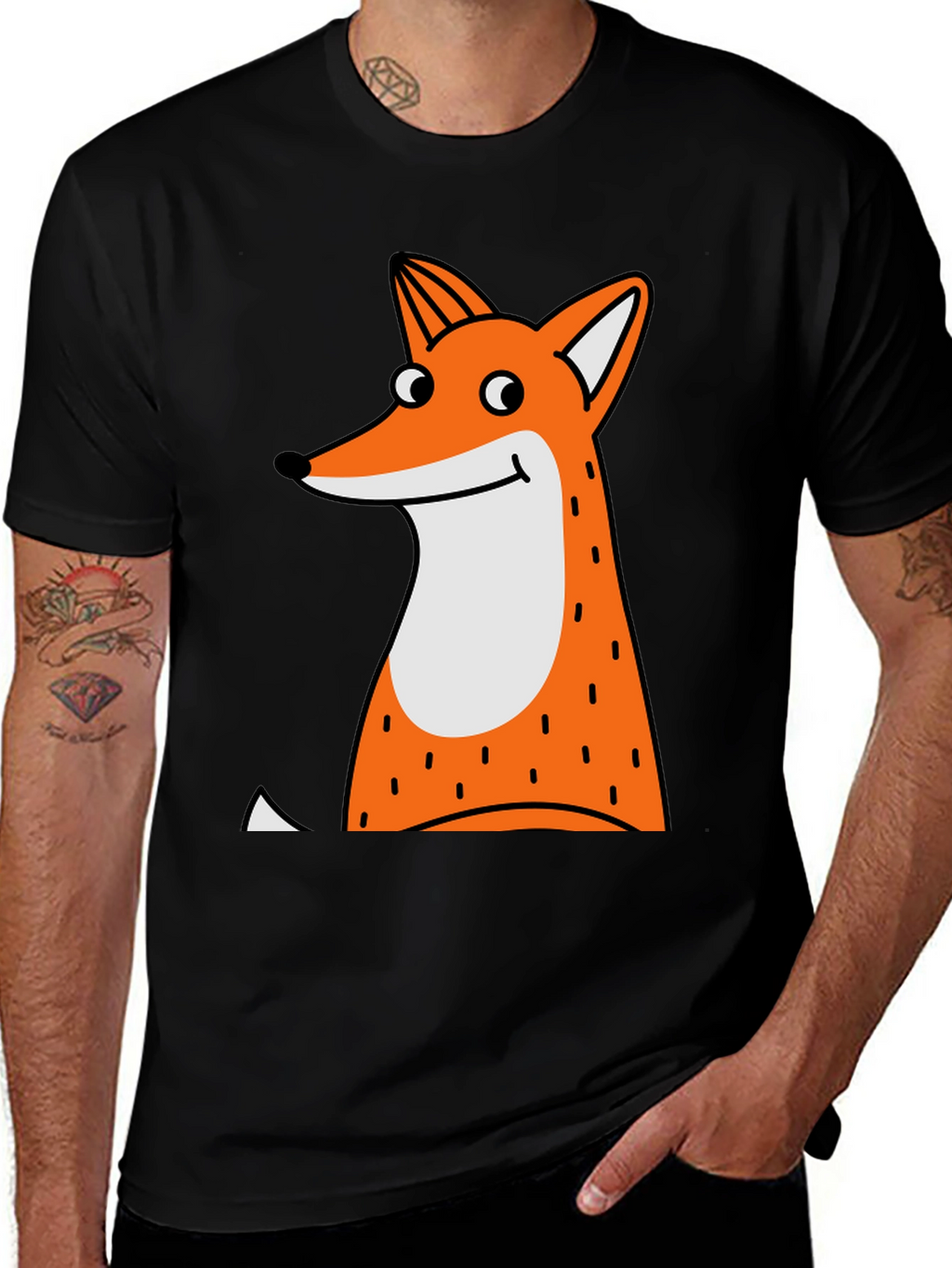 Fun Fox Graphic T-Shirt - Black Cotton Tee