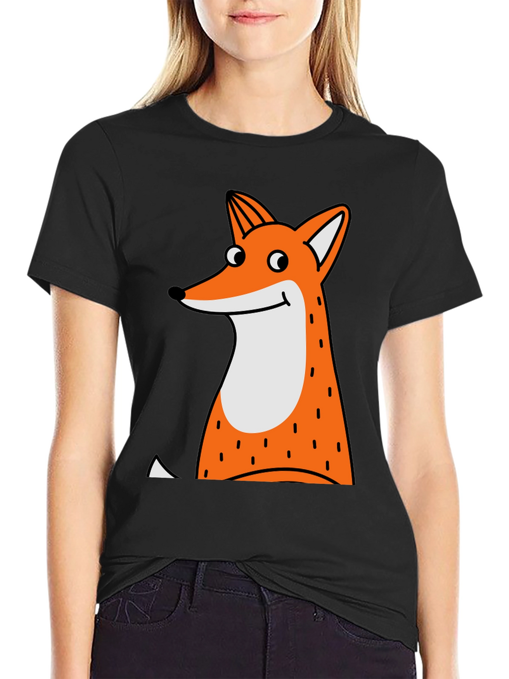 Fun Fox Graphic T-Shirt - Black Cotton Tee
