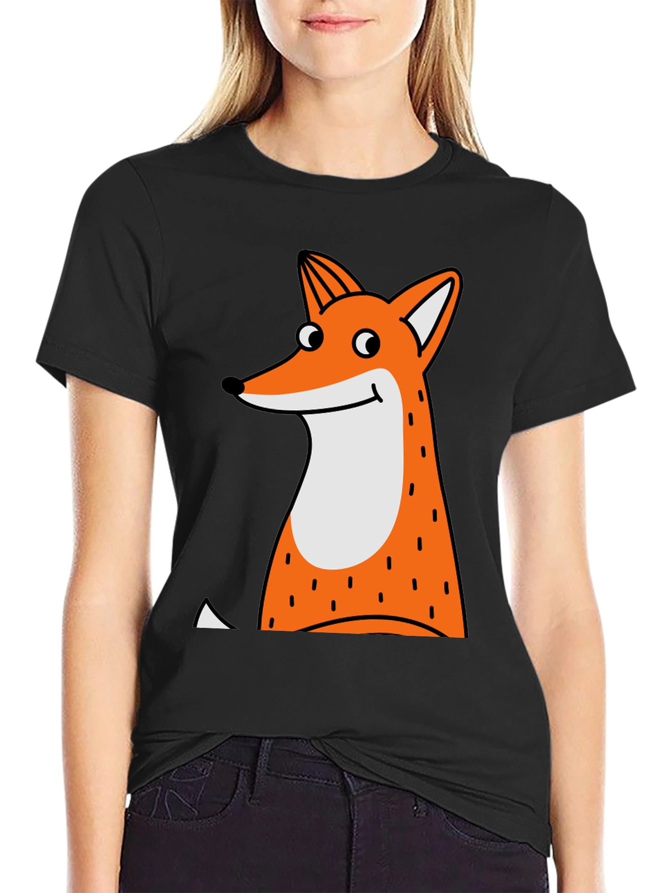 Fun Fox Graphic T-Shirt - Black Cotton Tee