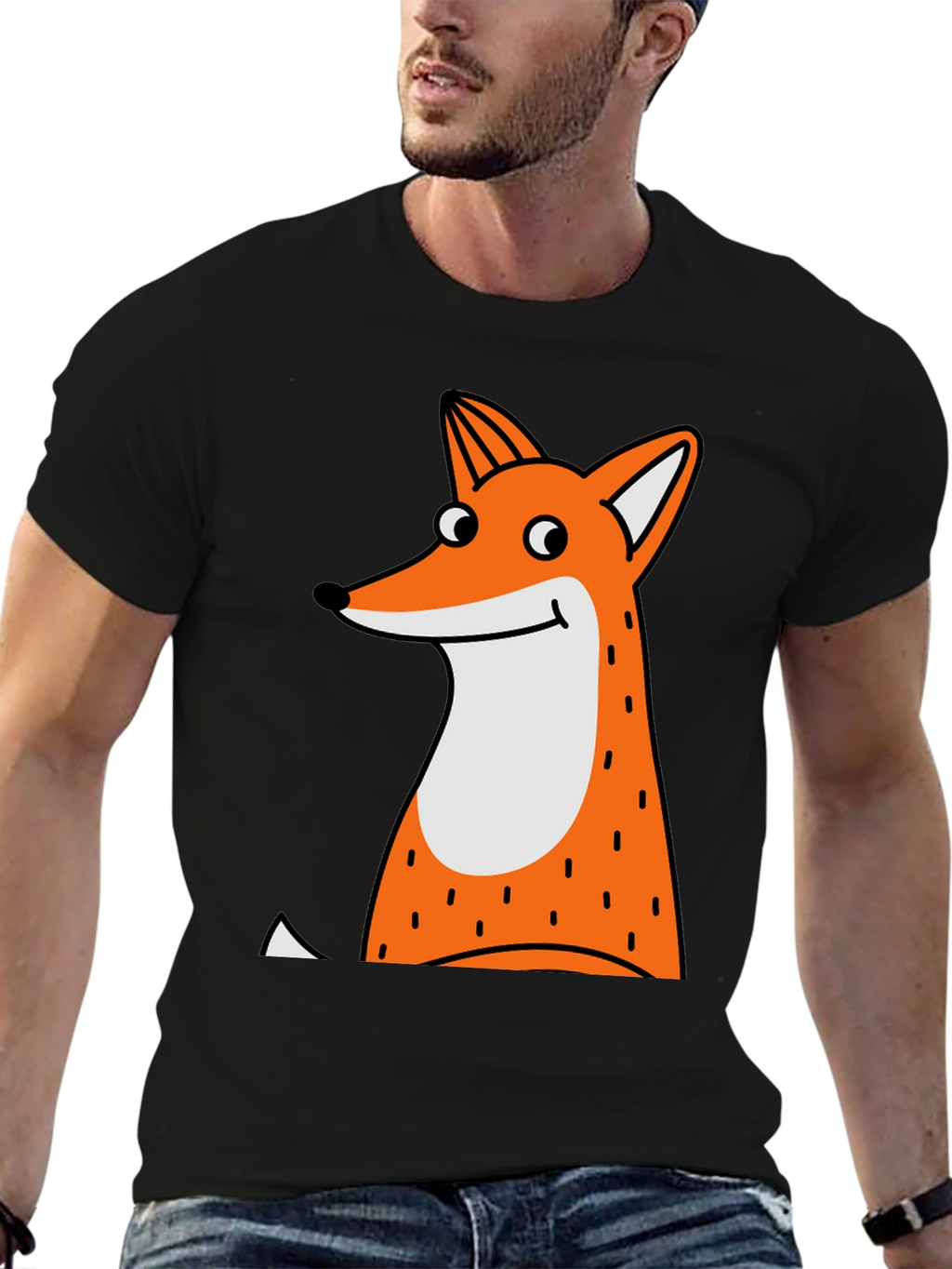 Fun Fox Graphic T-Shirt - Black Cotton Tee