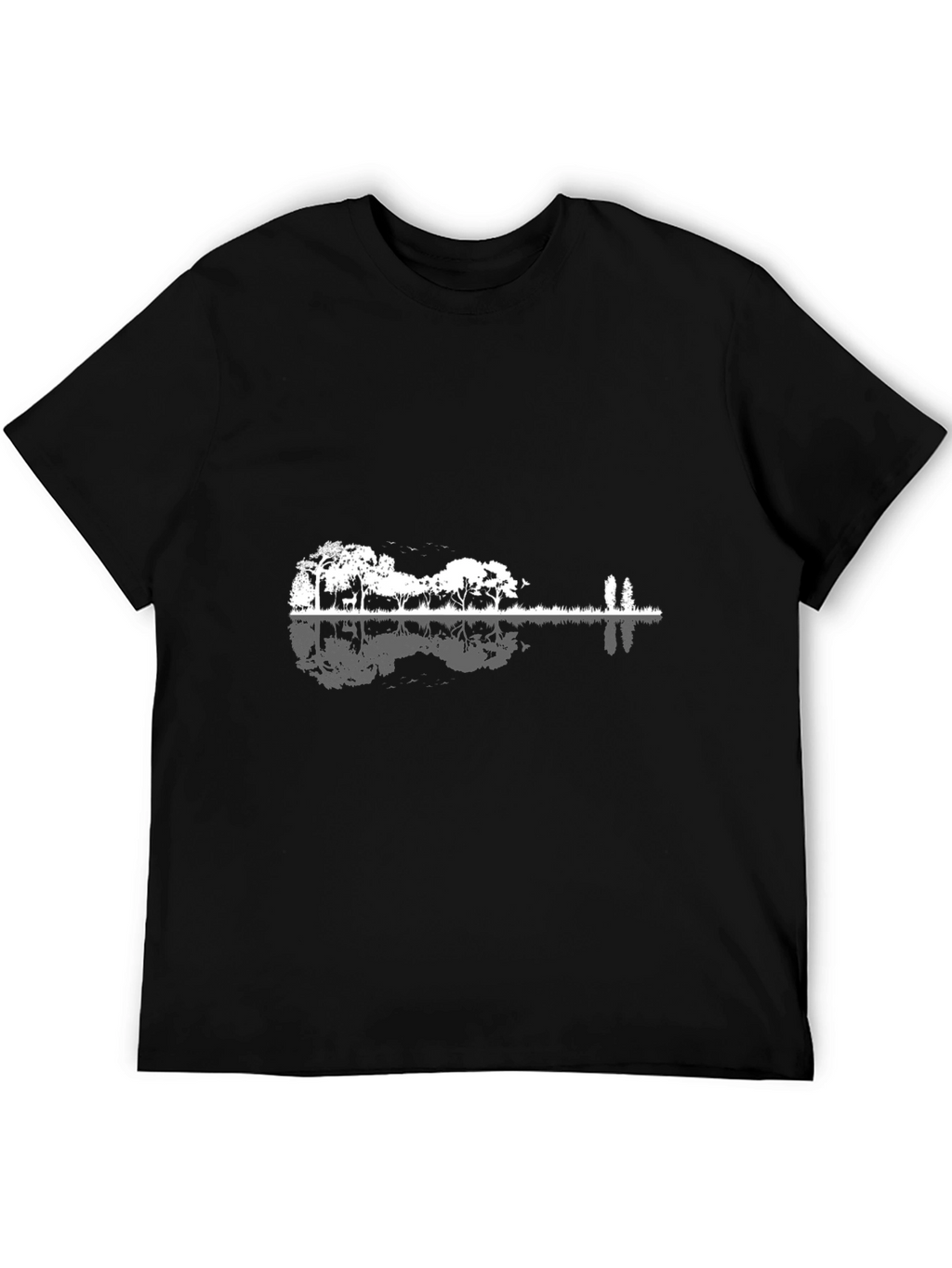 Nature Guitar Graphic Tee - Black Cotton T-Shirt