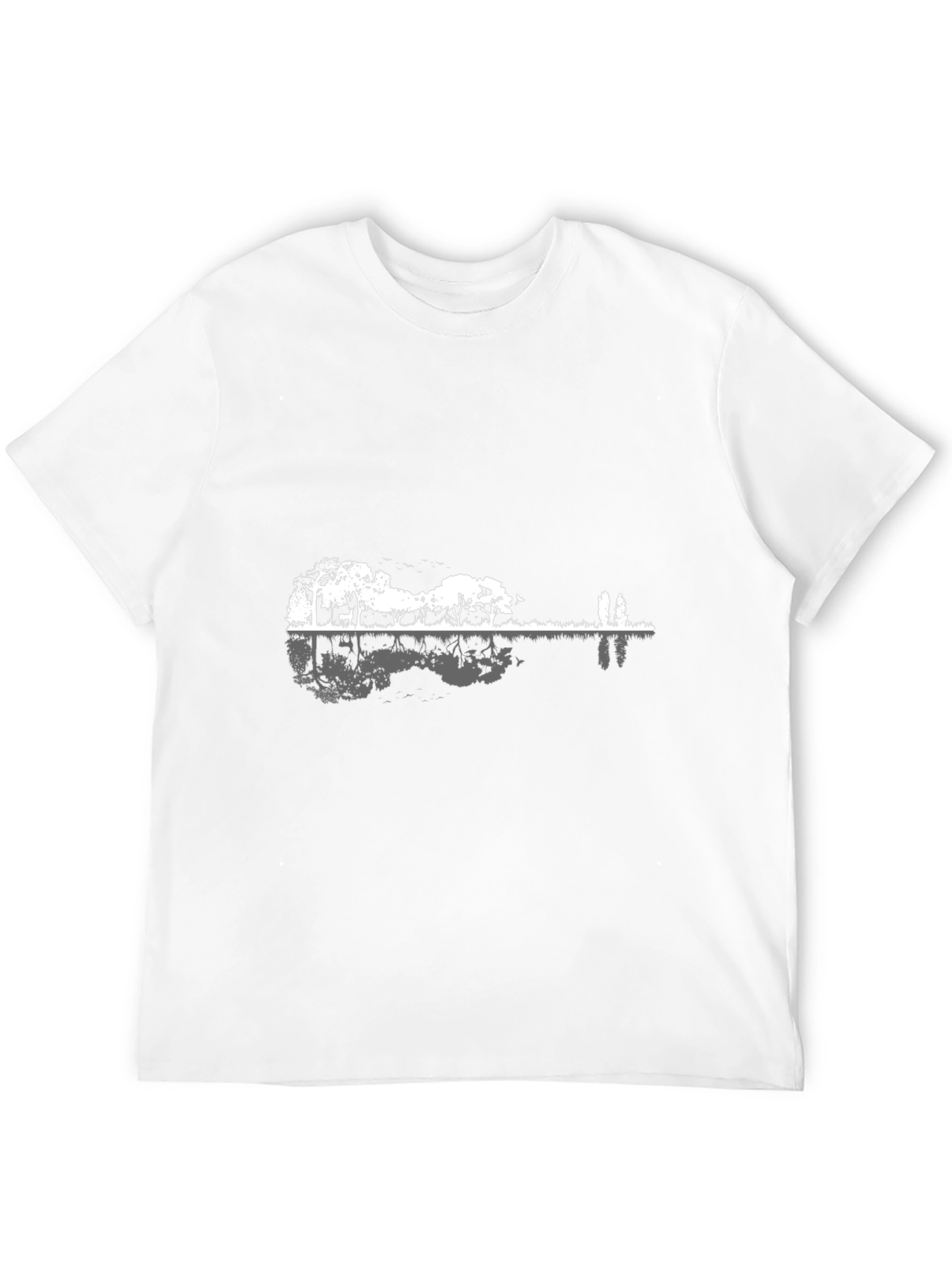 Nature Guitar Graphic Tee - Black Cotton T-Shirt