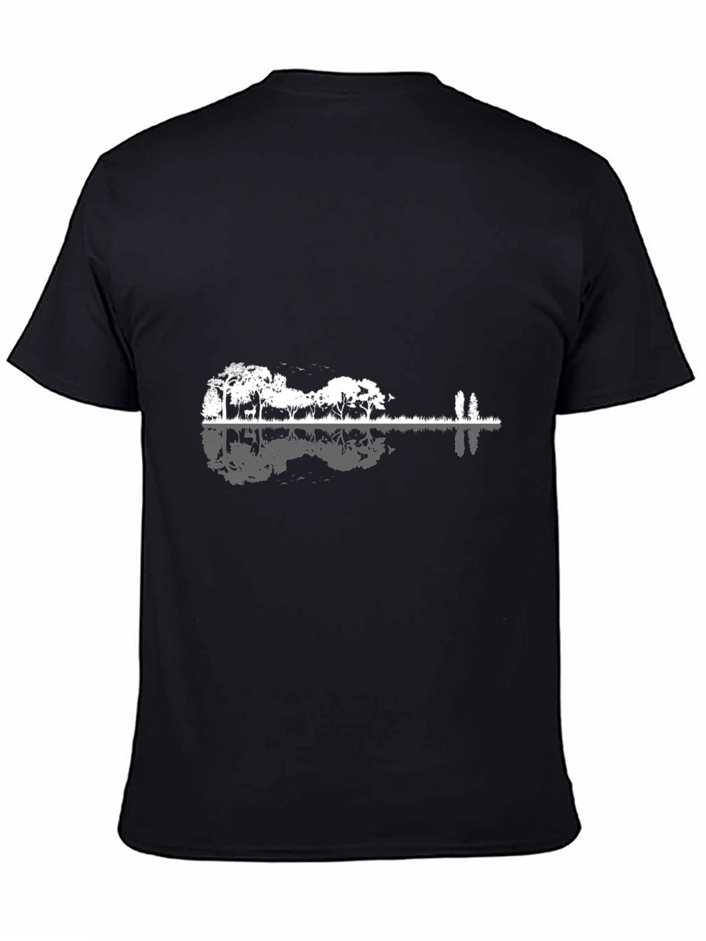 Nature Guitar Graphic Tee - Black Cotton T-Shirt