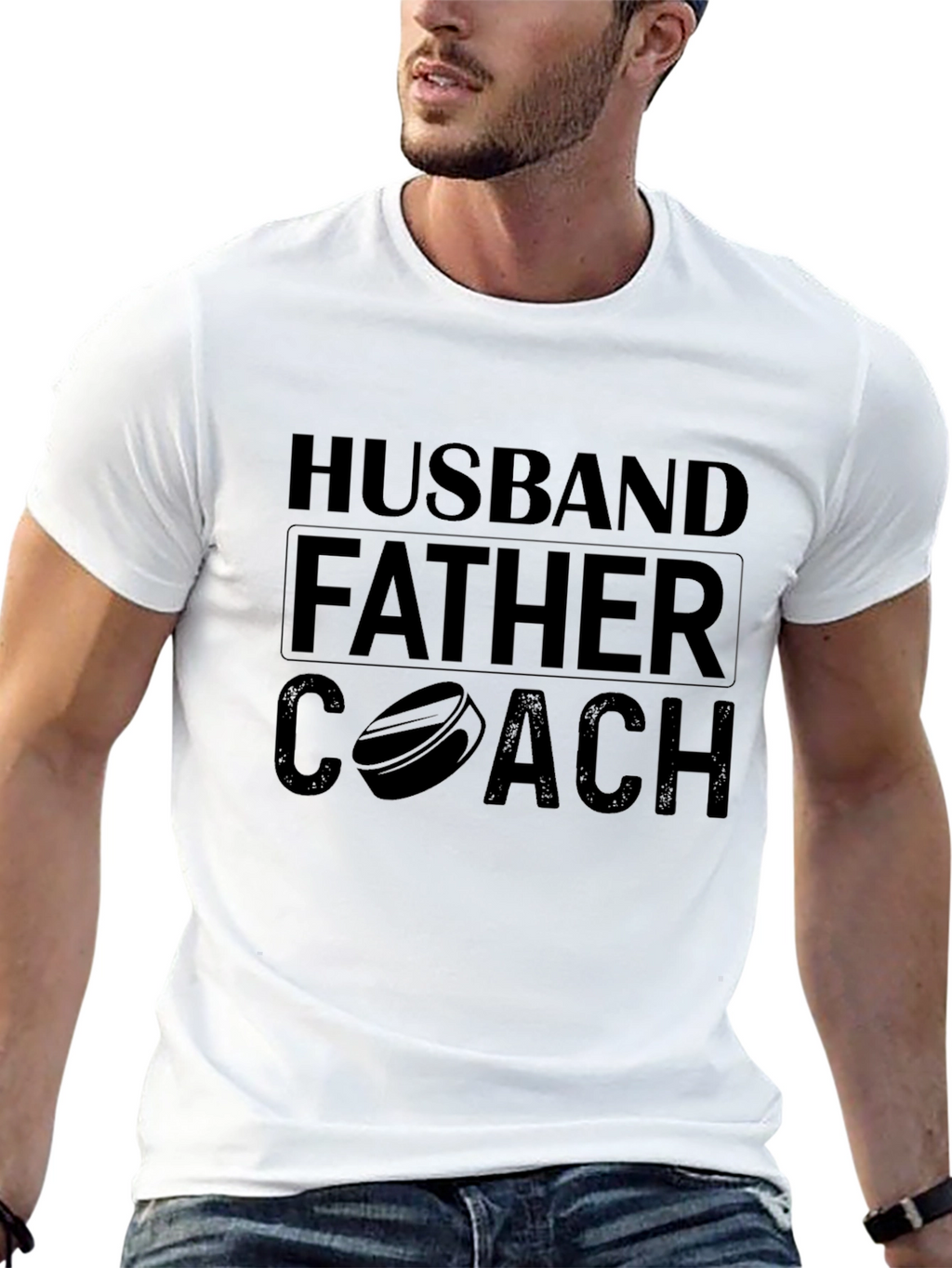 Husband Father Coach T-Shirt Mens Black Tee