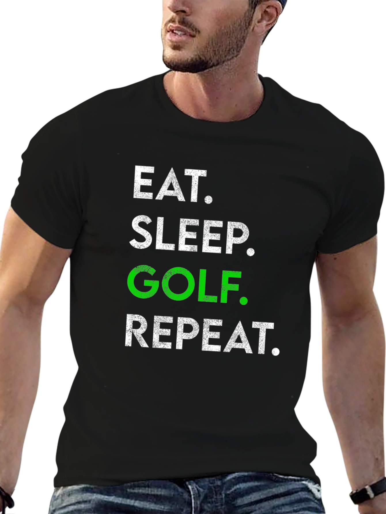 Eat Sleep Golf Repeat Graphic Tee - Golf Lover T-Shirt