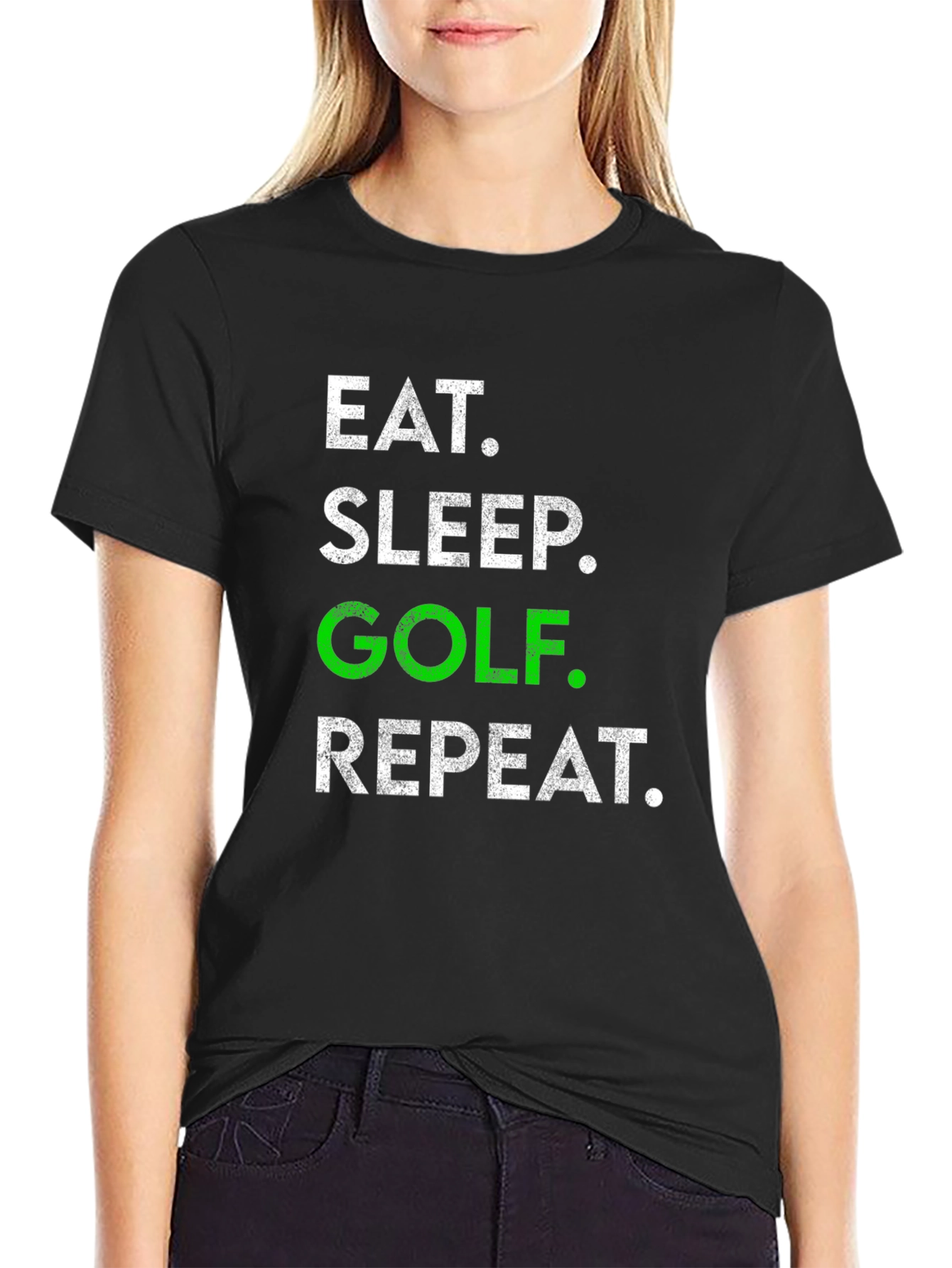 Eat Sleep Golf Repeat Graphic Tee - Golf Lover T-Shirt