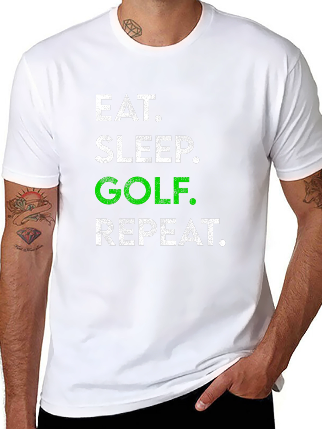 Eat Sleep Golf Repeat Graphic Tee - Golf Lover T-Shirt
