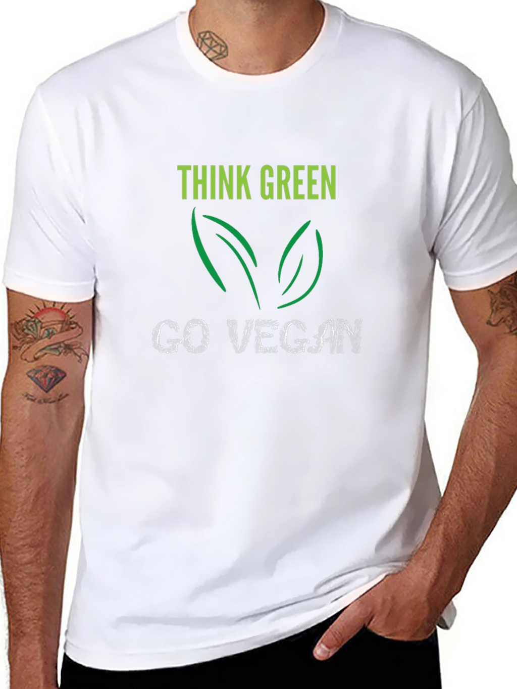 Think Green Go Vegan T-Shirt - Eco-Friendly Lifestyle Tee