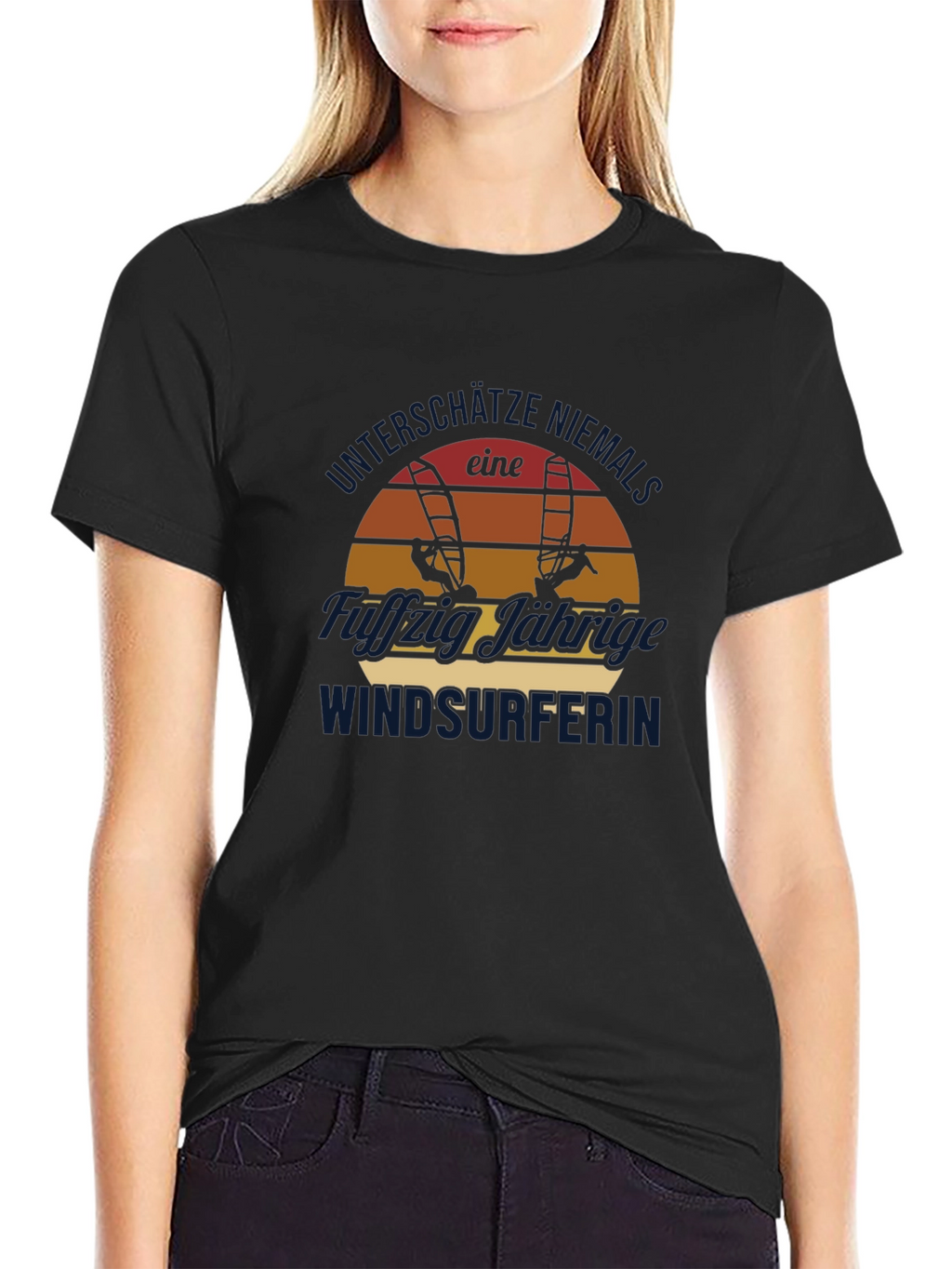 Windsurfer Sunset Graphic Tee - Black Cotton
