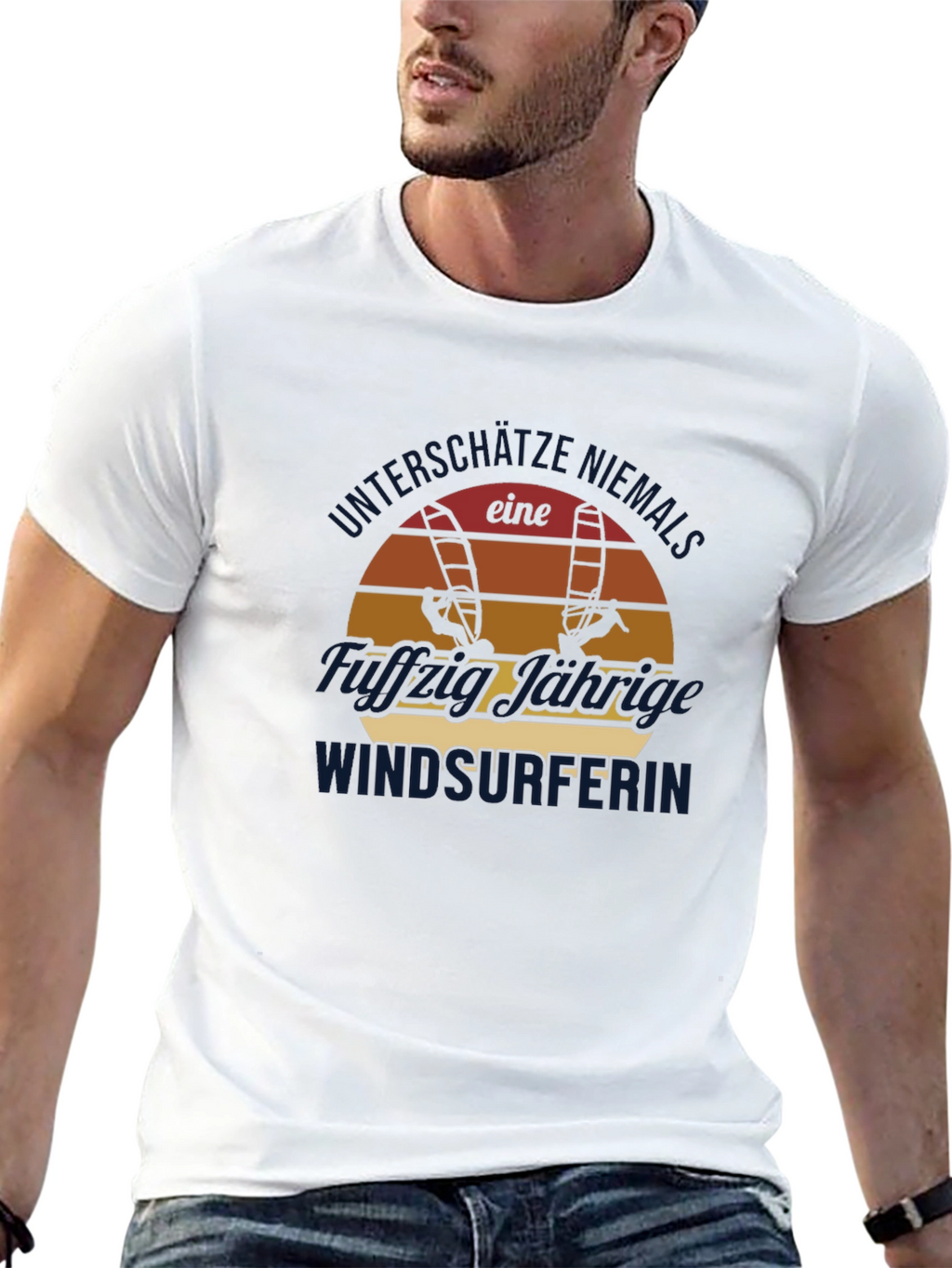 Windsurfer Sunset Graphic Tee - Black Cotton