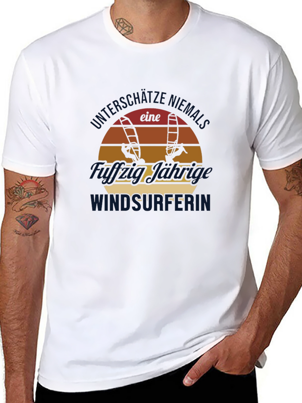 Windsurfer Sunset Graphic Tee - Black Cotton