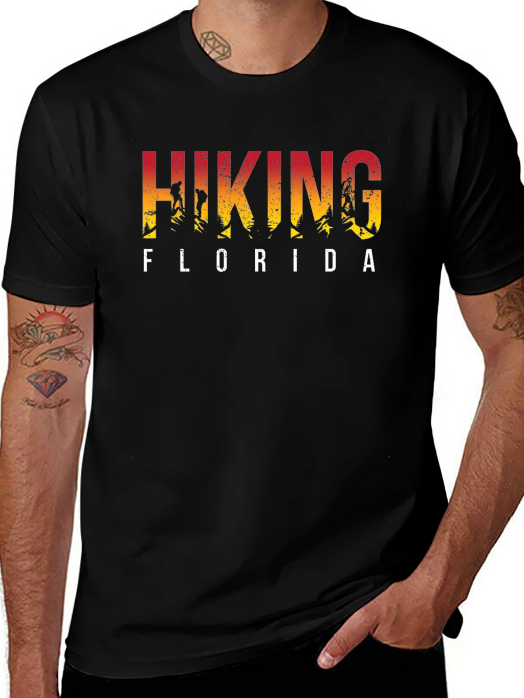 Hiking Florida Black T-Shirt Graphic Tee