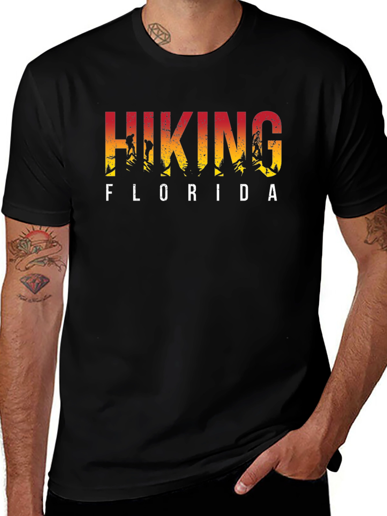 Hiking Florida Black T-Shirt Graphic Tee