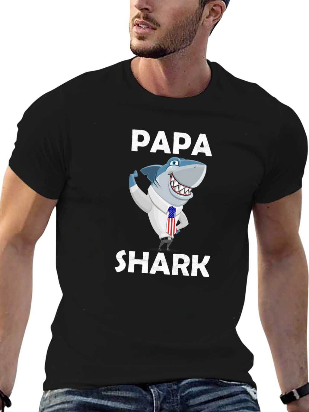 Papa Shark Graphic Tee - Novelty Shirt