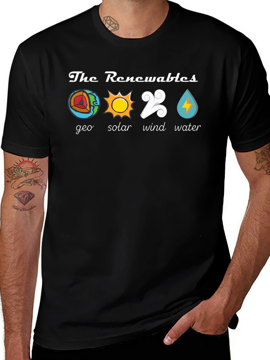 Renewable Energy T-Shirt - Geo Solar Wind Water