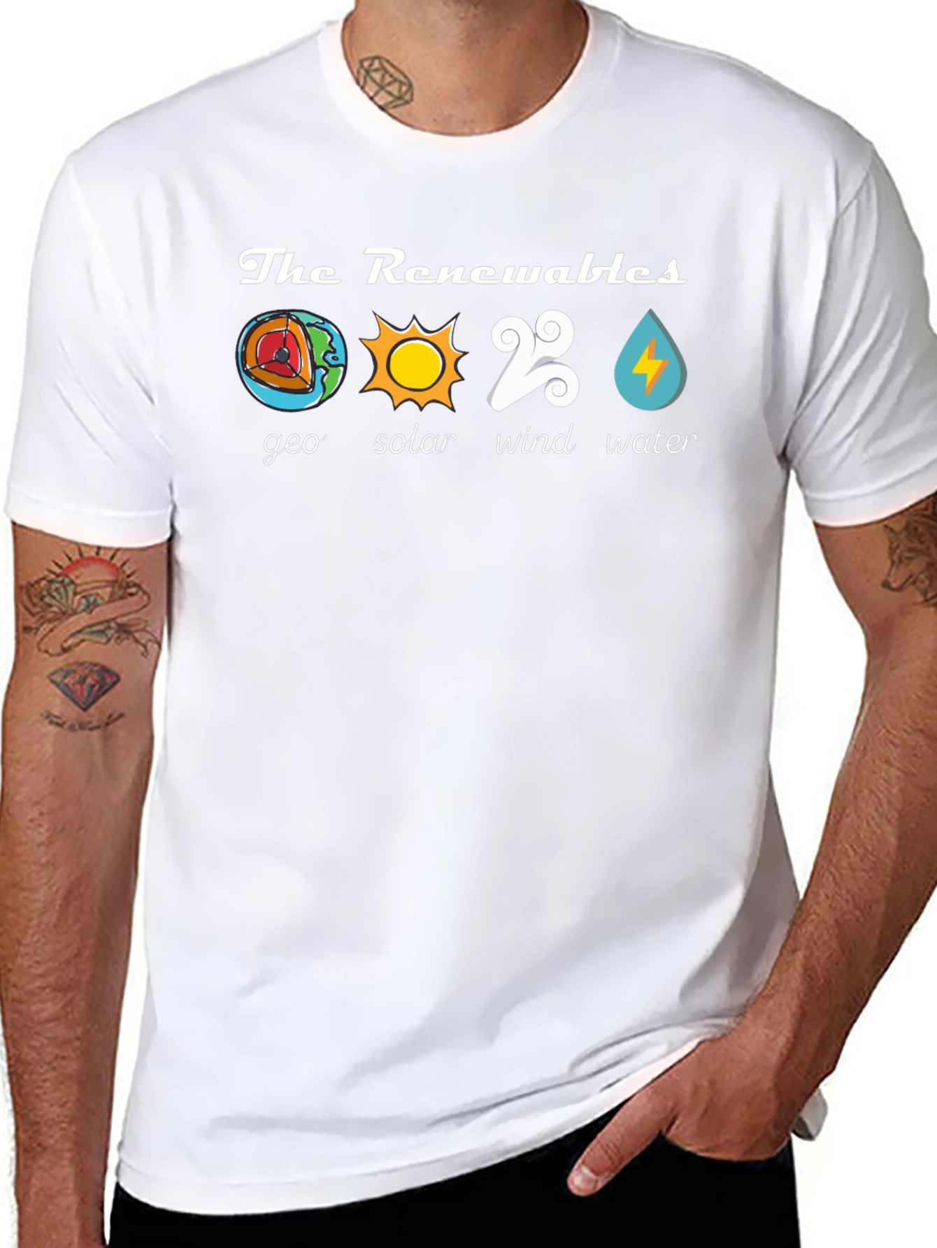 Renewable Energy T-Shirt - Geo Solar Wind Water