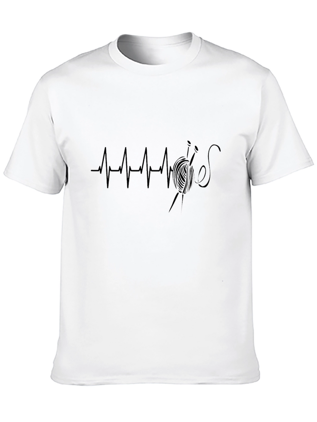 Knitting Heartbeat T-Shirt - Black