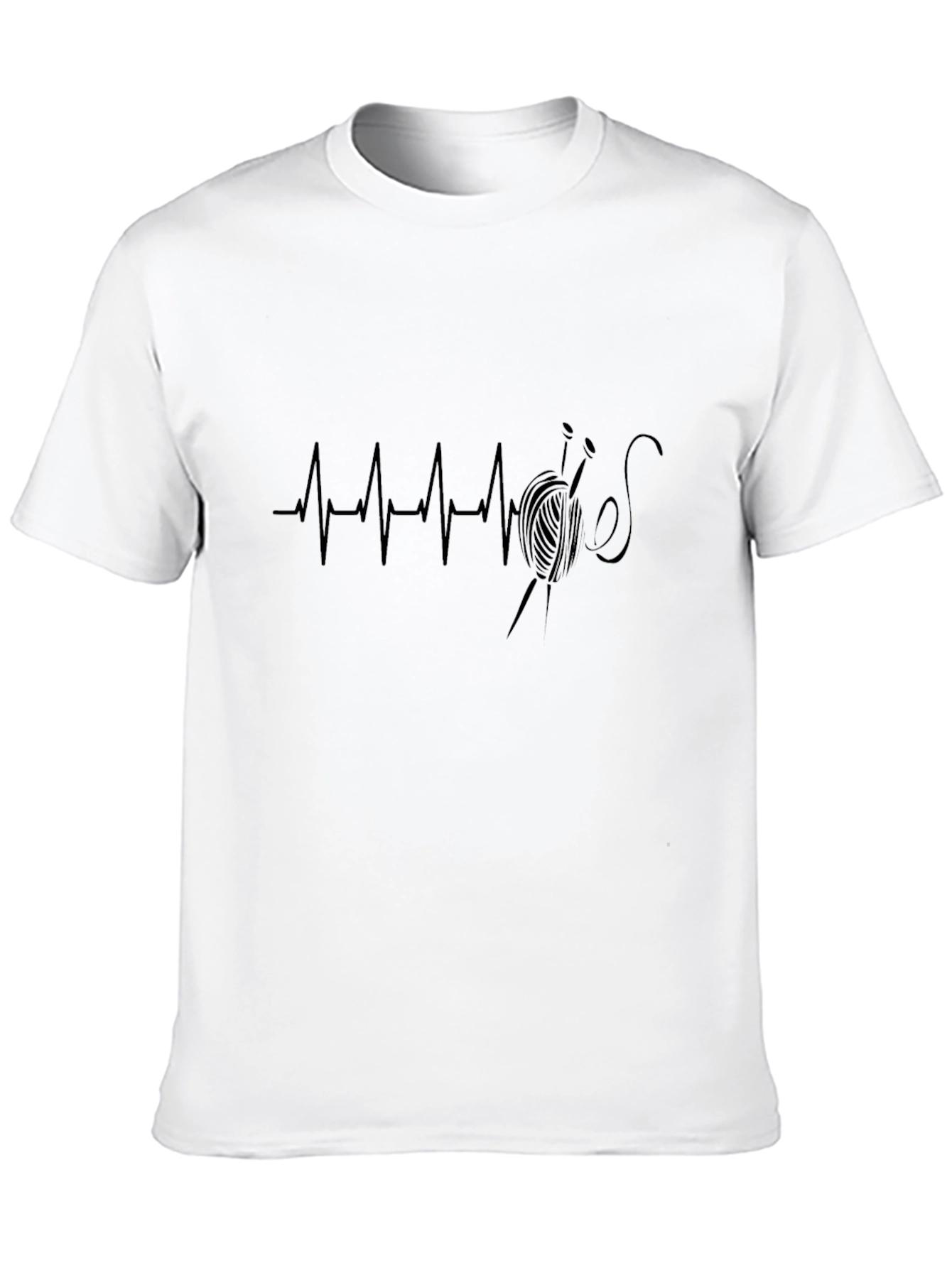 Knitting Heartbeat T-Shirt - Black