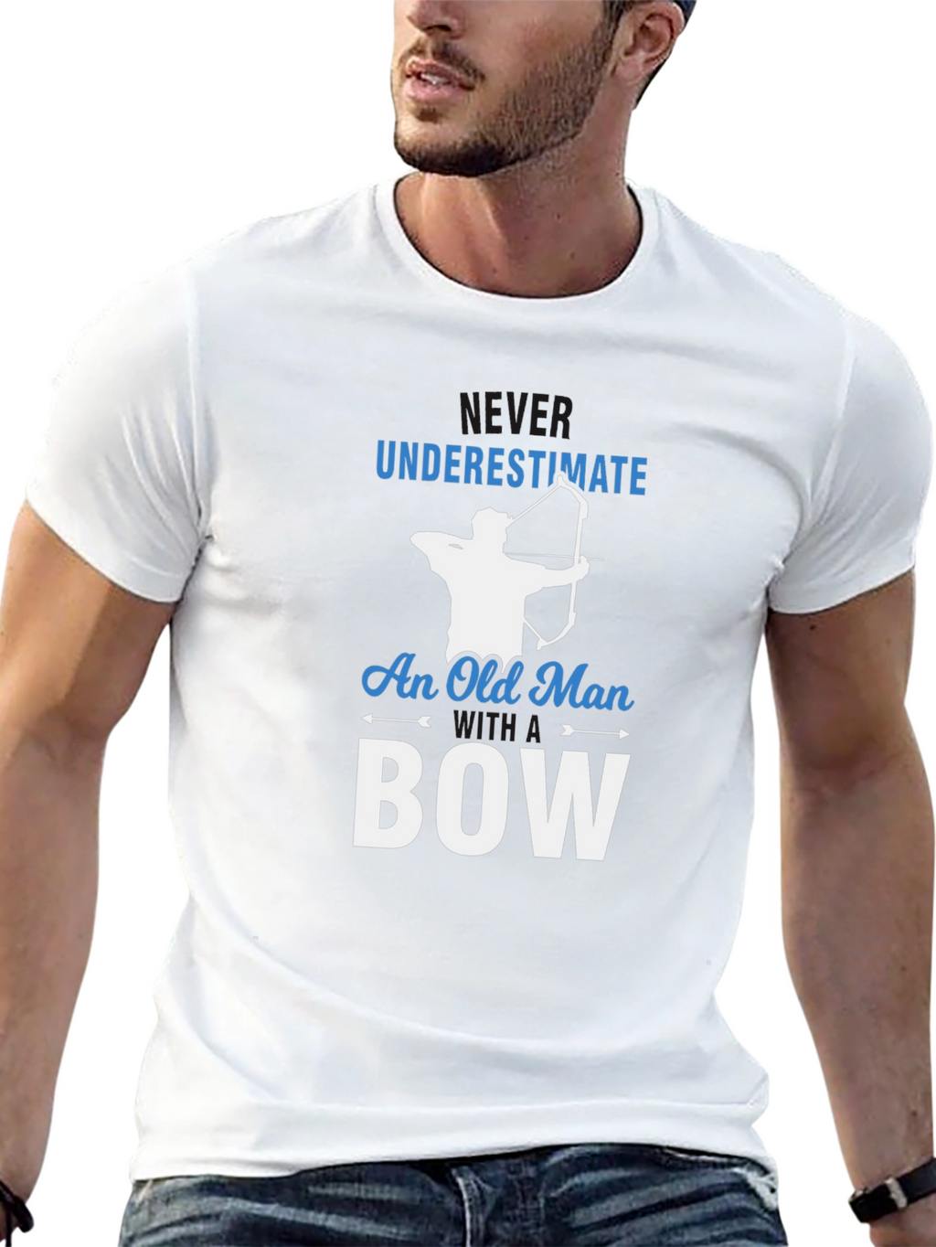 Never Underestimate Old Man With Bow T-Shirt