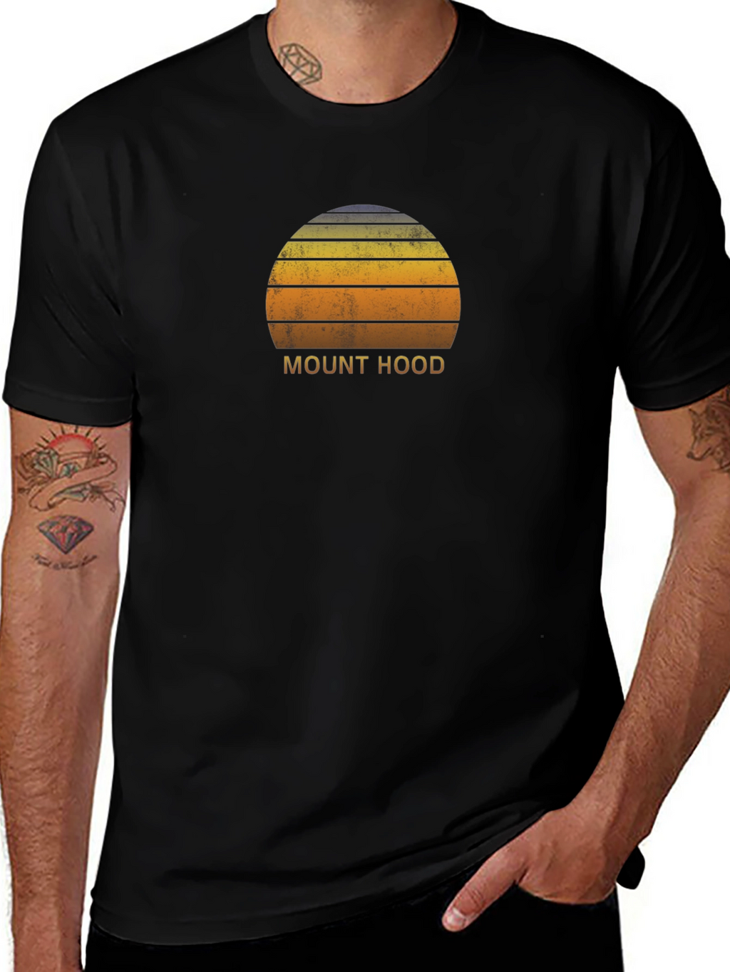 Mount Hood Retro Sunset T-Shirt - Classic Graphic Tee