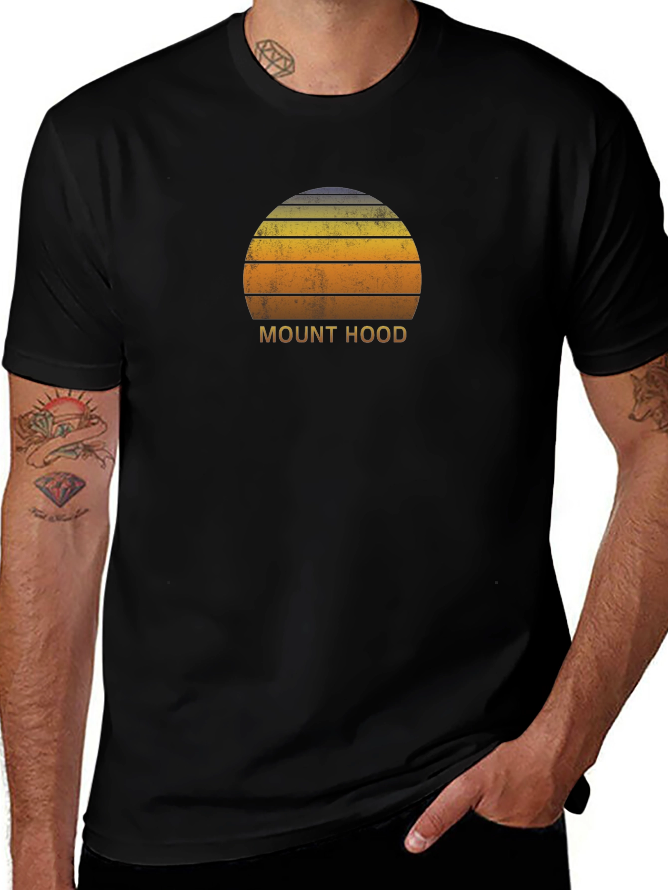 Mount Hood Retro Sunset T-Shirt - Classic Graphic Tee