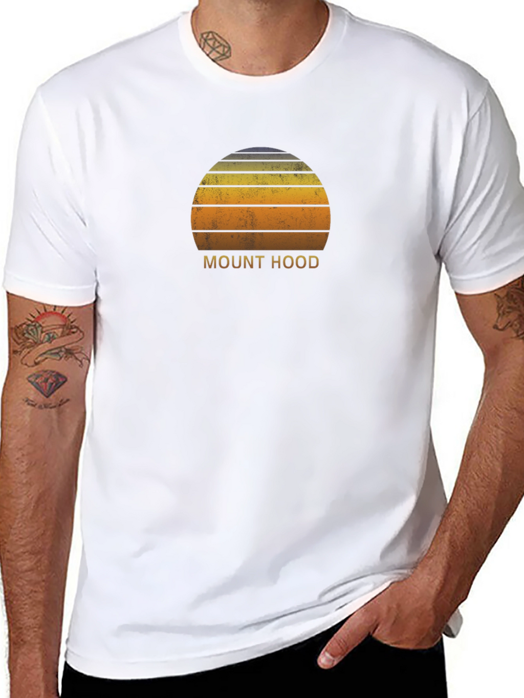 Mount Hood Retro Sunset T-Shirt - Classic Graphic Tee