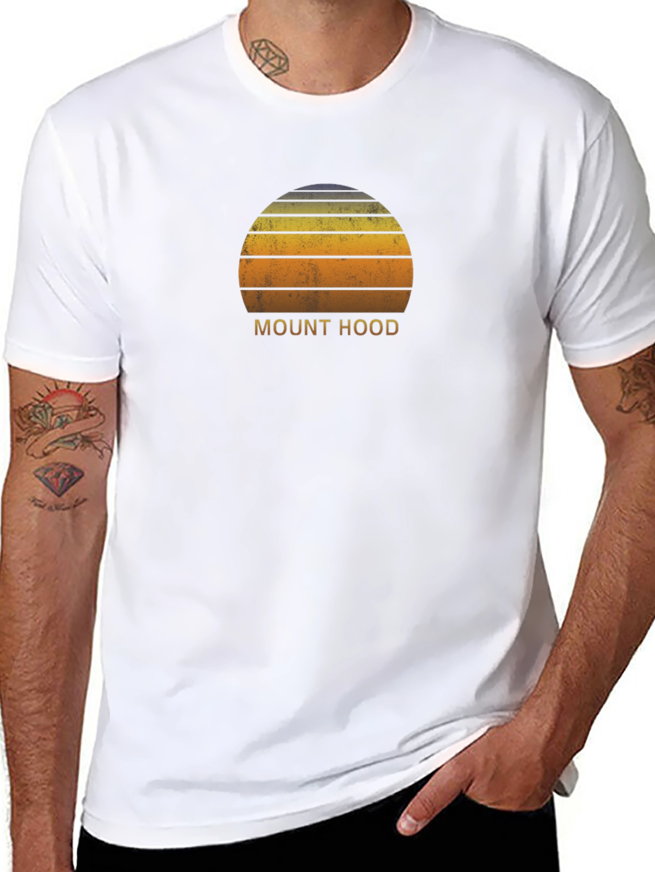 Mount Hood Retro Sunset T-Shirt - Classic Graphic Tee