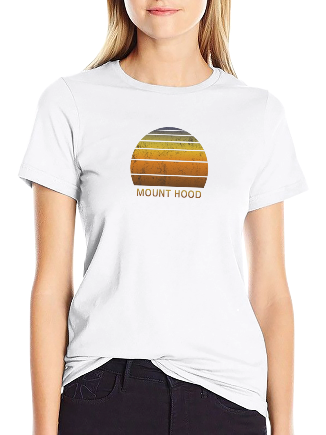 Mount Hood Retro Sunset T-Shirt - Classic Graphic Tee