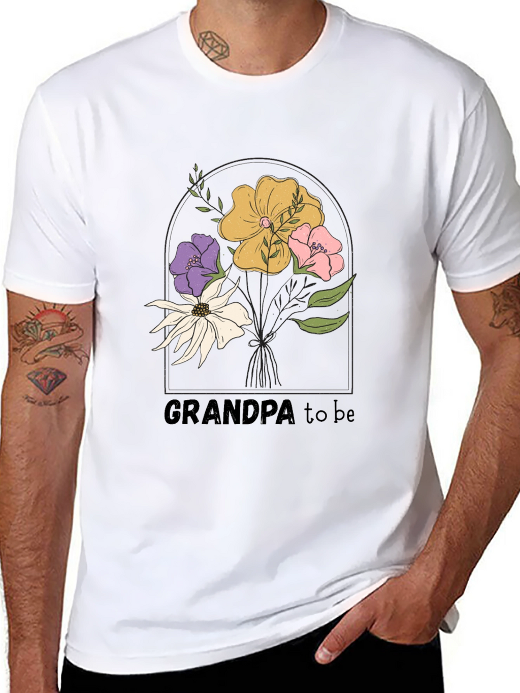 Grandpa To Be Floral Graphic Tee