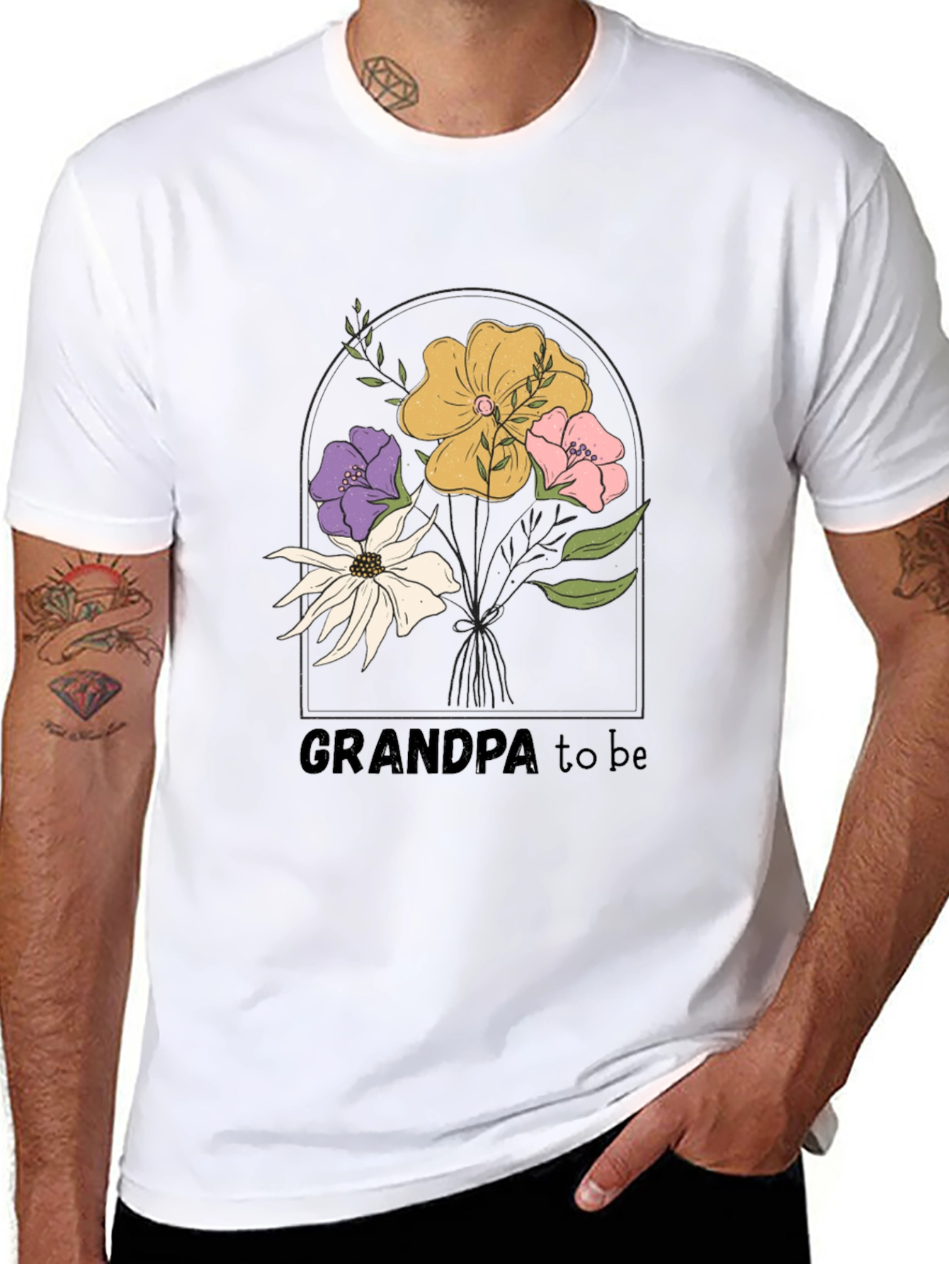 Grandpa To Be Floral Graphic Tee