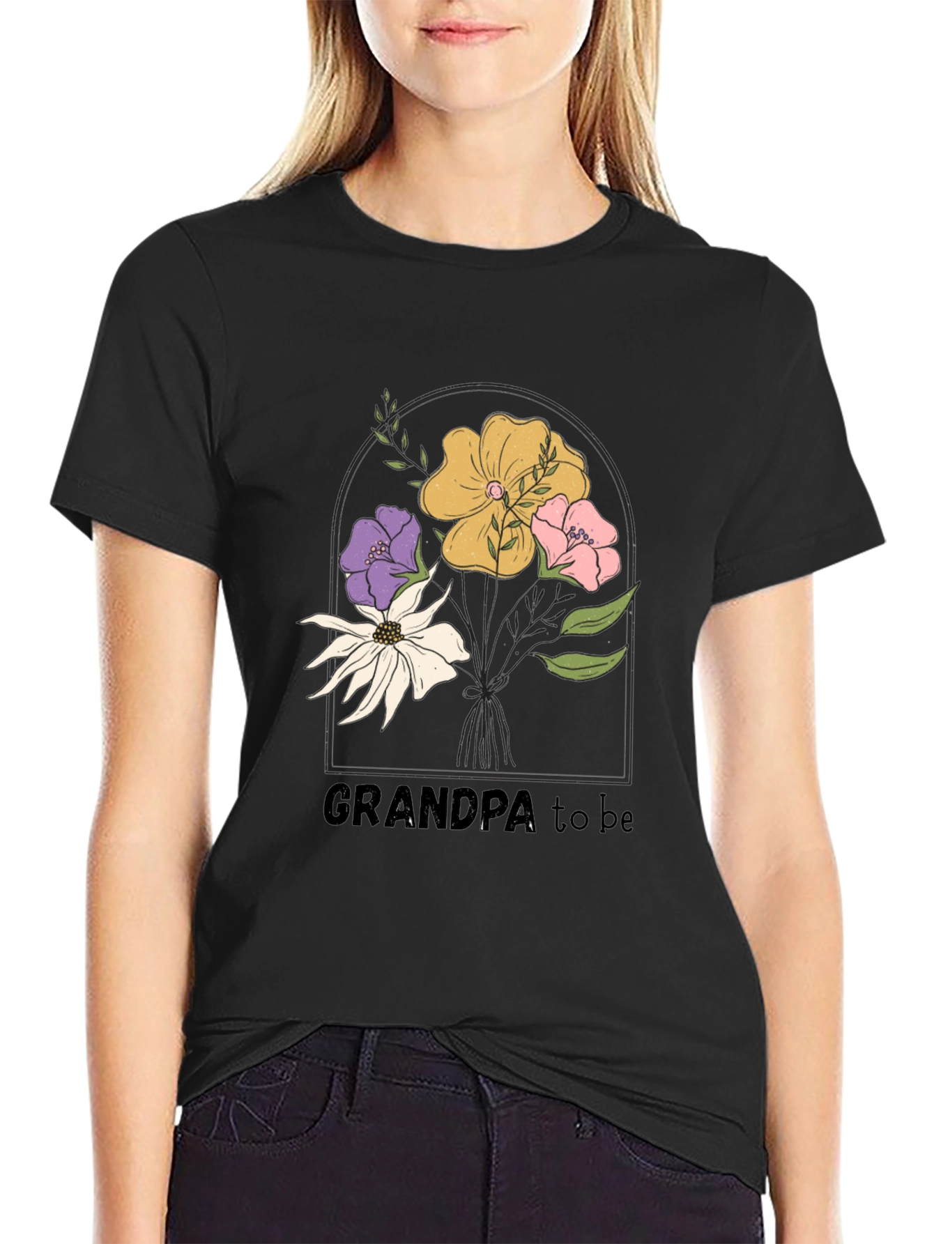 Grandpa To Be Floral Graphic Tee