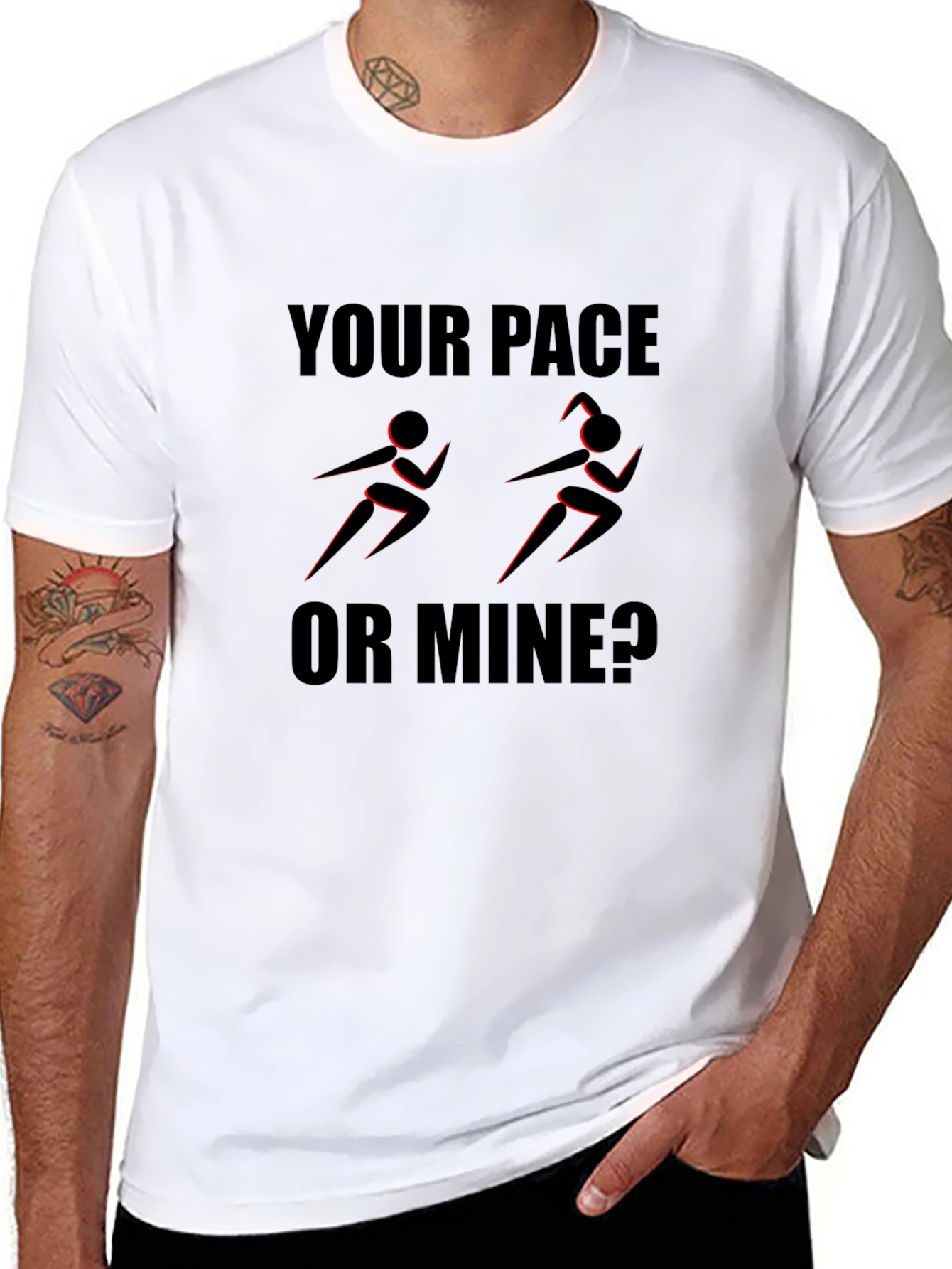 Your Pace or Mine? Running Graphic Tee - Black