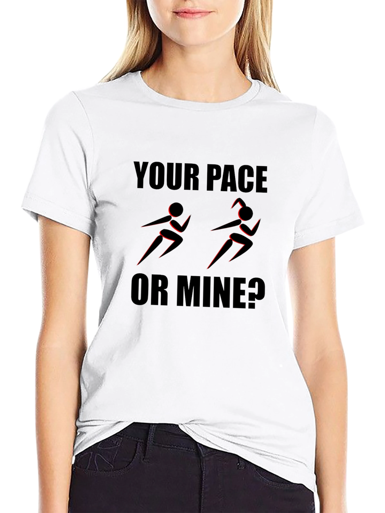 Your Pace or Mine? Running Graphic Tee - Black