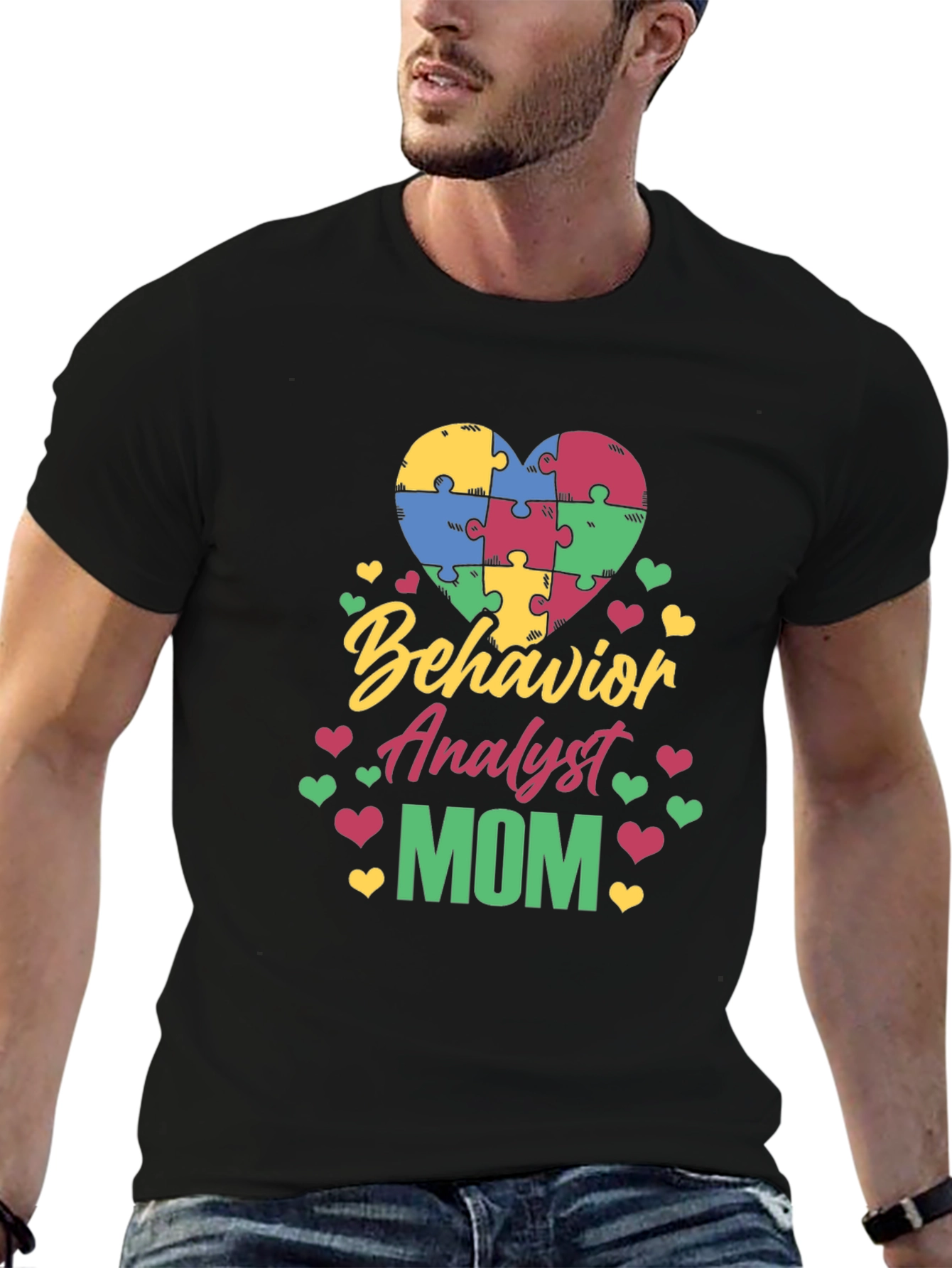 Behavior Analyst Mom Autism Awareness Puzzle Heart T-Shirt