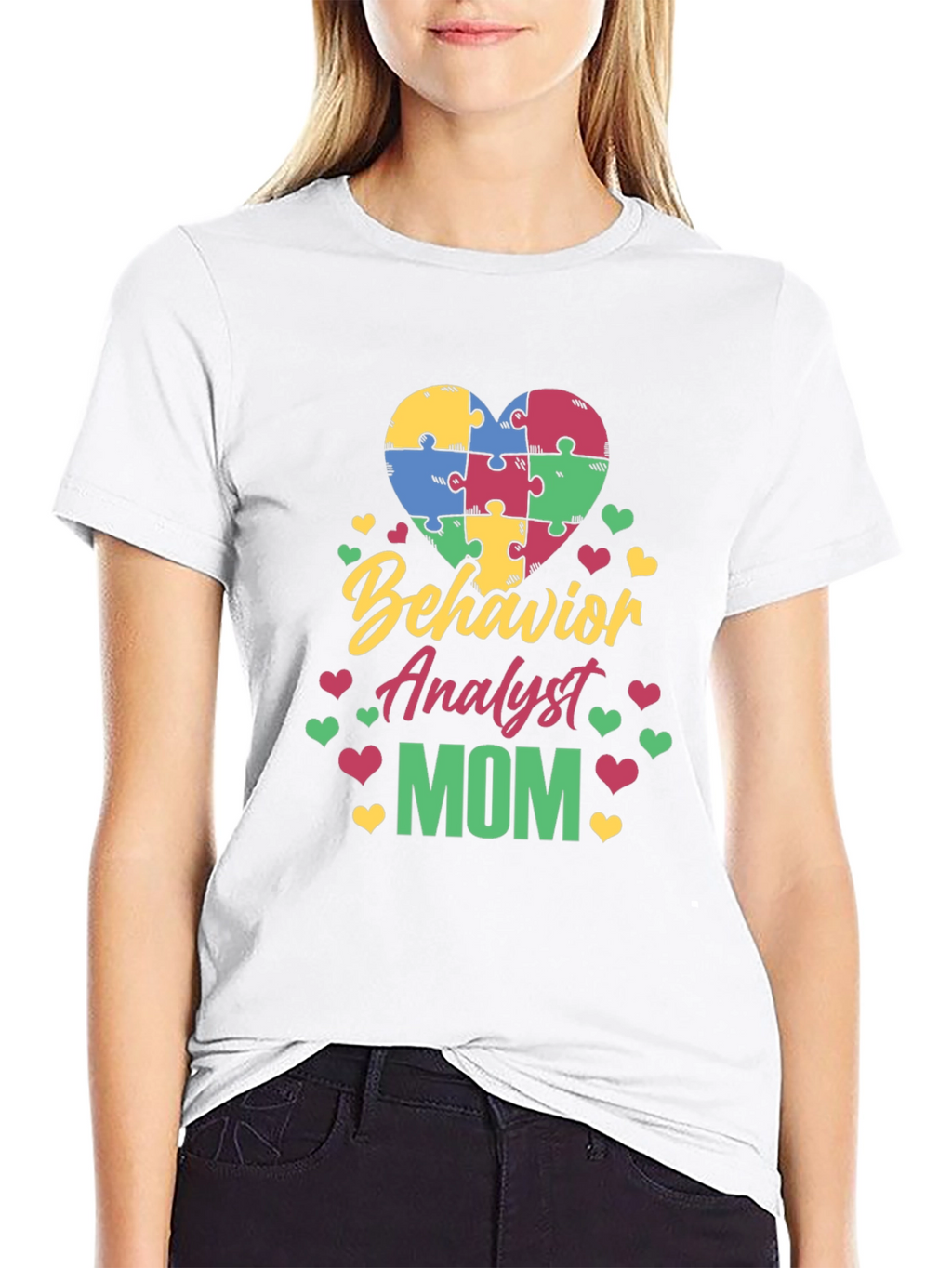Behavior Analyst Mom Autism Awareness Puzzle Heart T-Shirt