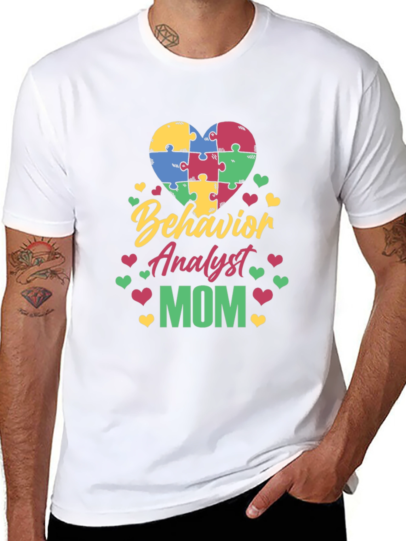 Behavior Analyst Mom Autism Awareness Puzzle Heart T-Shirt