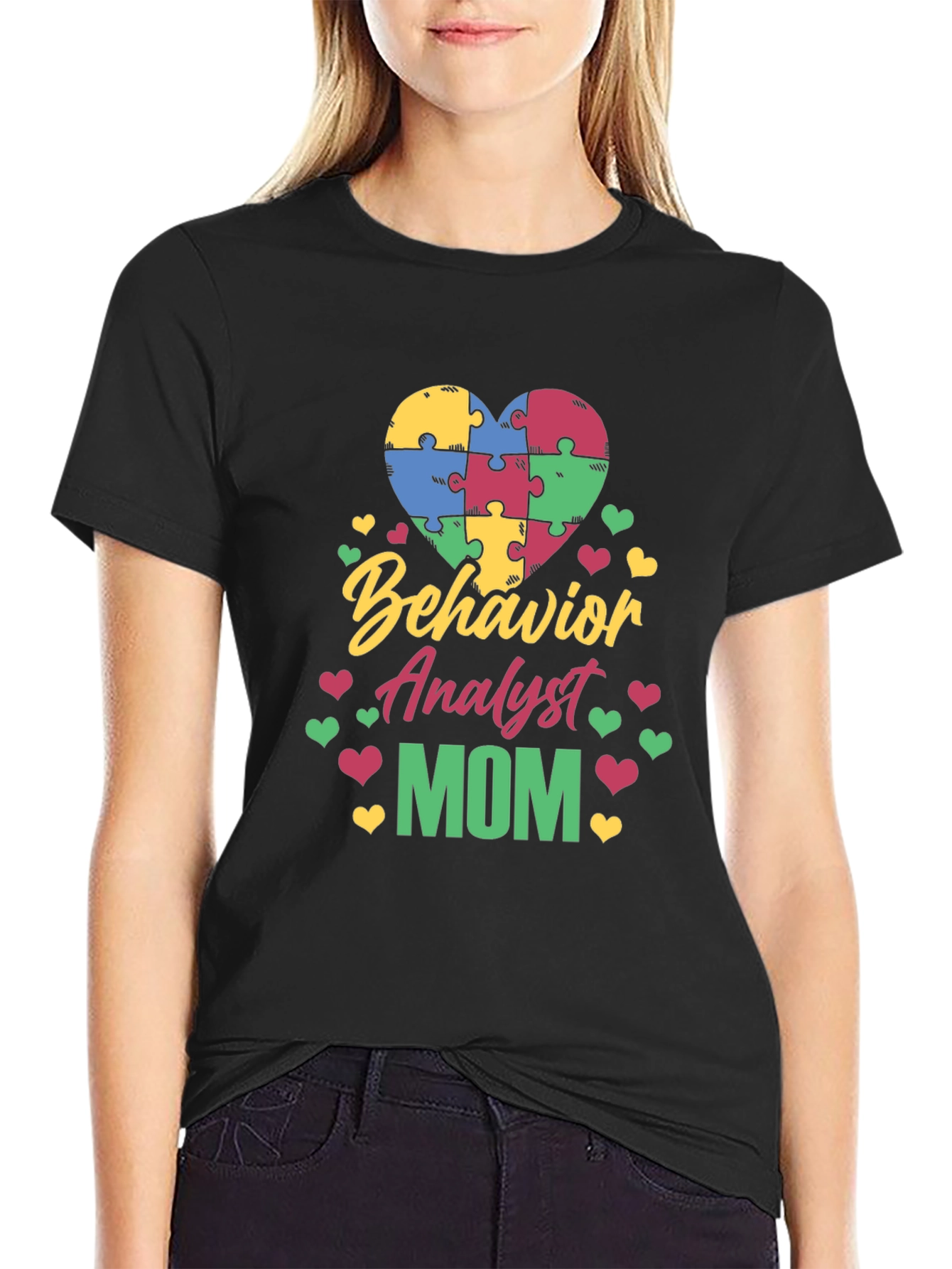 Behavior Analyst Mom Autism Awareness Puzzle Heart T-Shirt