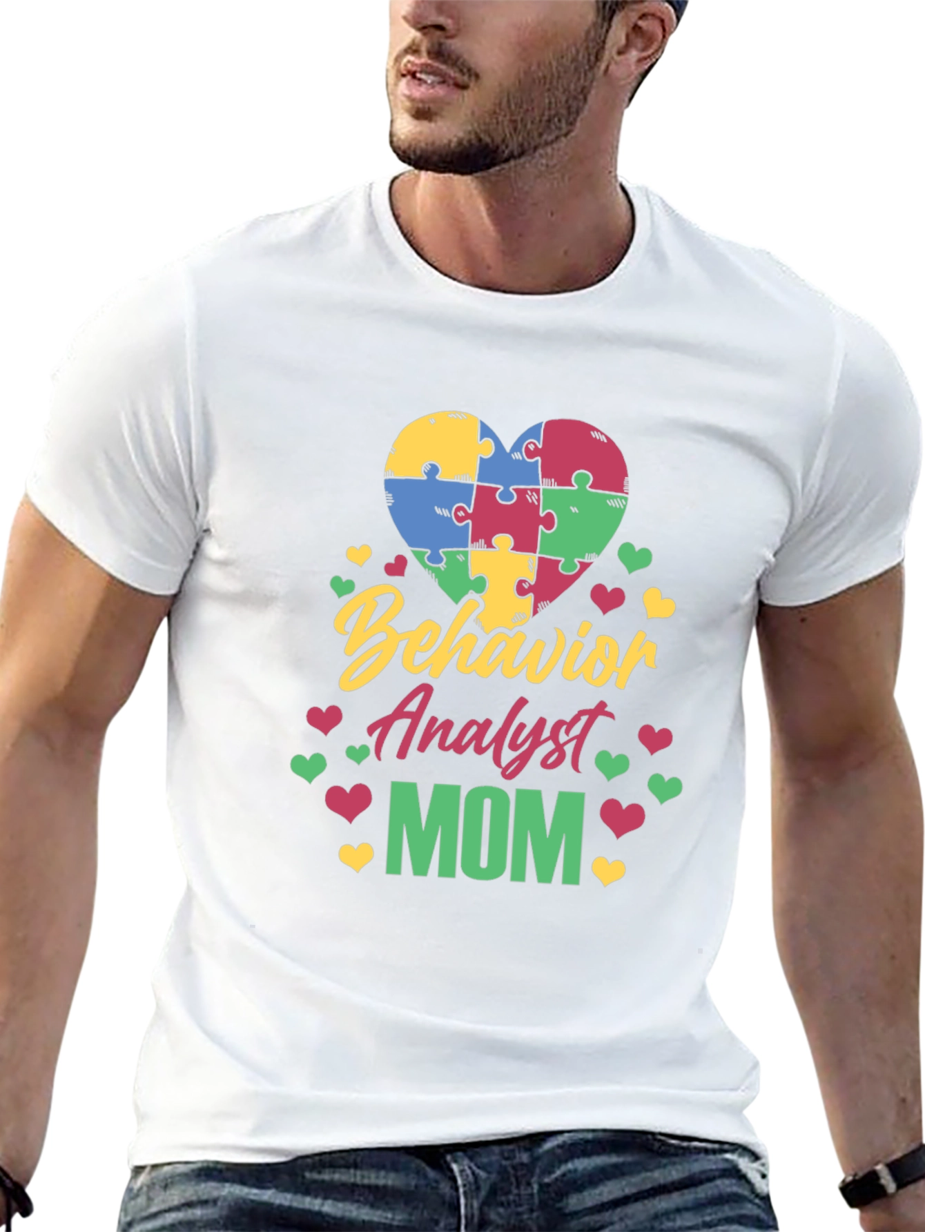 Behavior Analyst Mom Autism Awareness Puzzle Heart T-Shirt