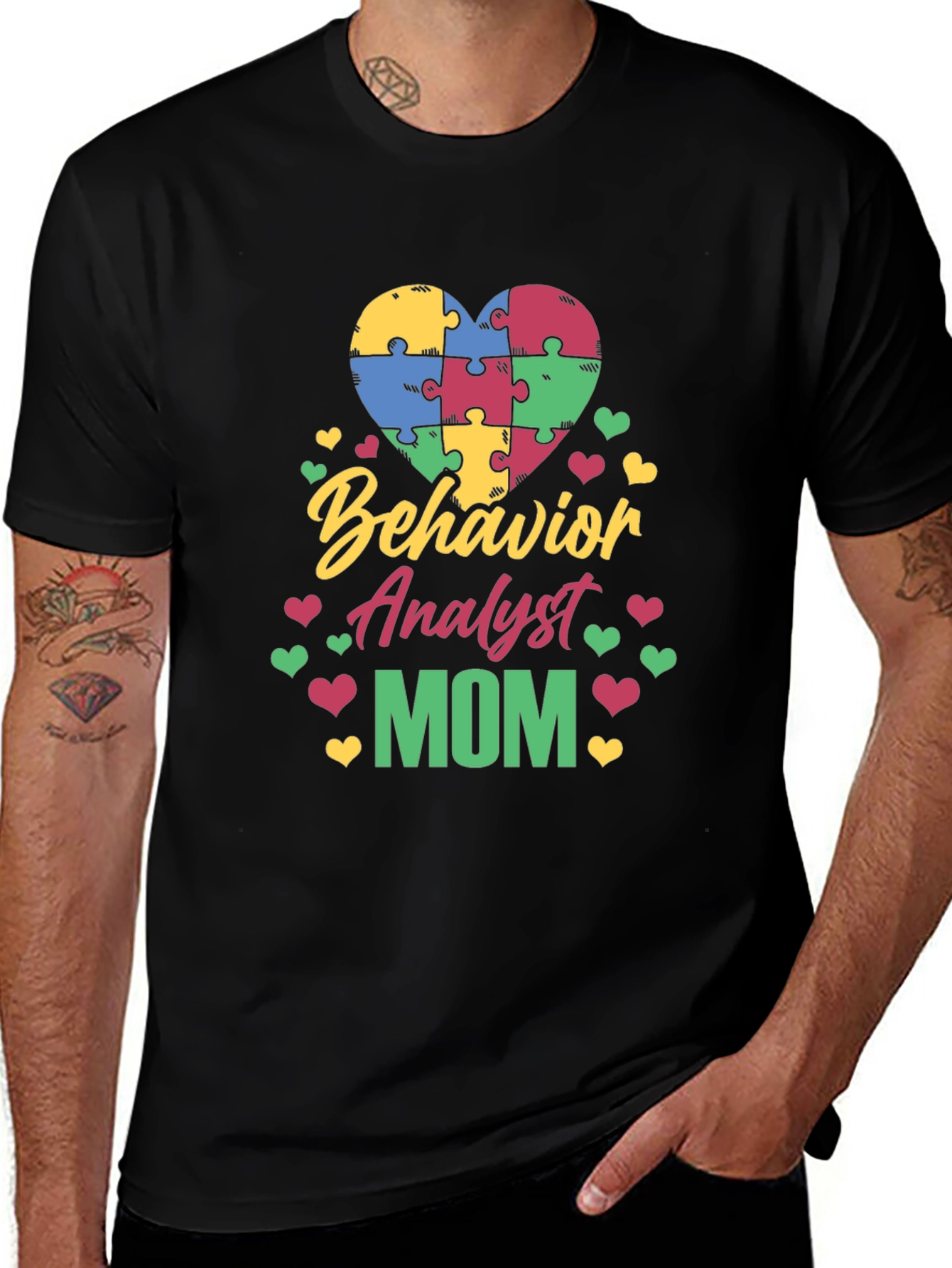 Behavior Analyst Mom Autism Awareness Puzzle Heart T-Shirt
