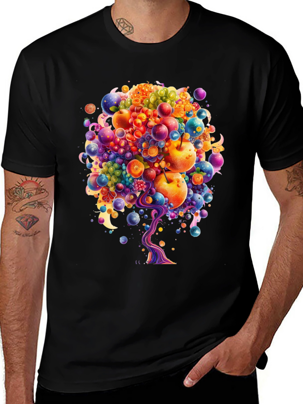 Fruitful Vision T-Shirt: Abstract Fruit Tree Design