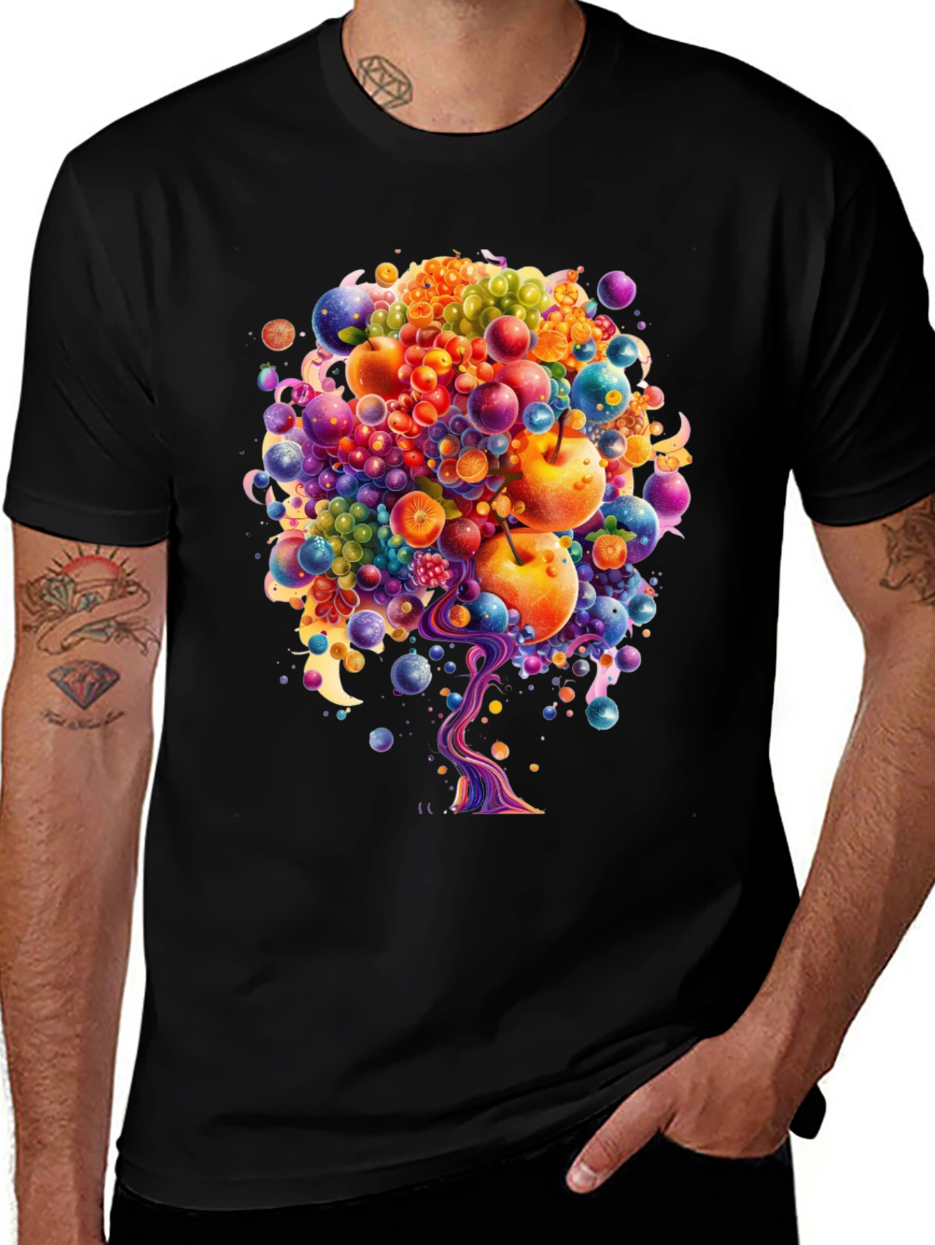Fruitful Vision T-Shirt: Abstract Fruit Tree Design