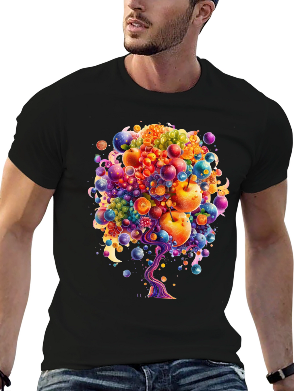 Fruitful Vision T-Shirt: Abstract Fruit Tree Design