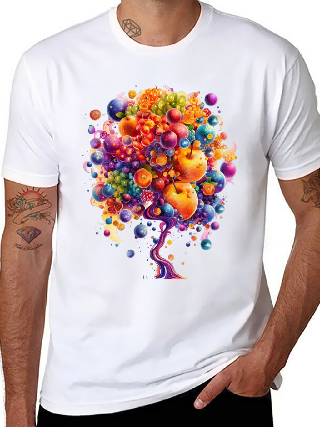 Fruitful Vision T-Shirt: Abstract Fruit Tree Design