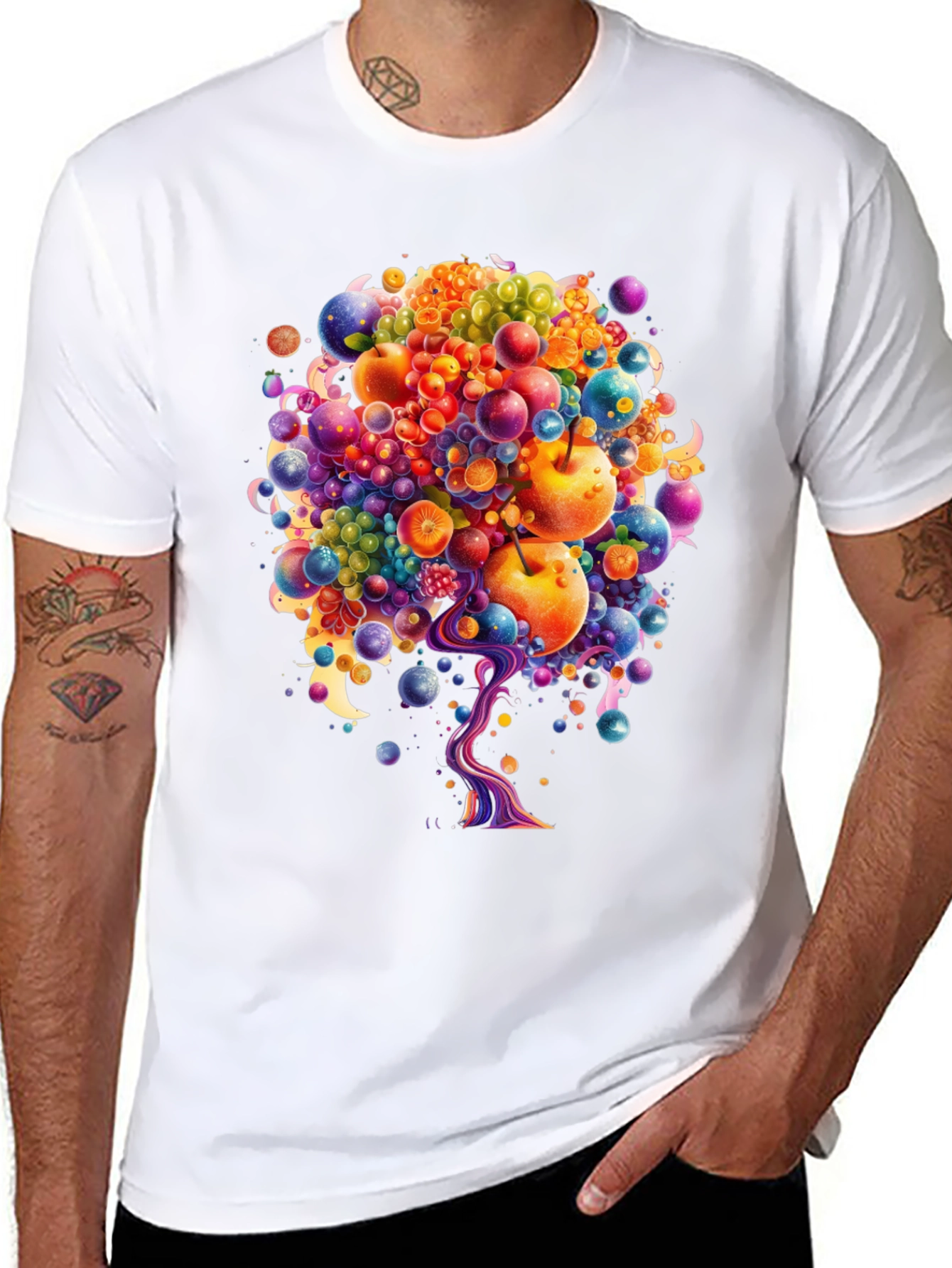 Fruitful Vision T-Shirt: Abstract Fruit Tree Design