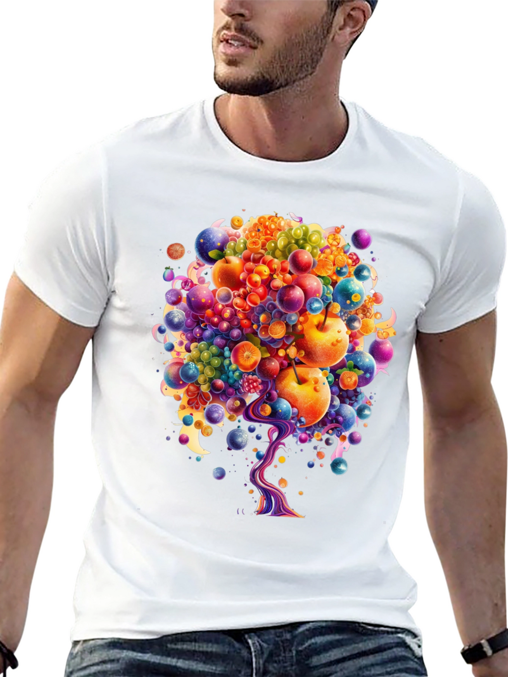 Fruitful Vision T-Shirt: Abstract Fruit Tree Design